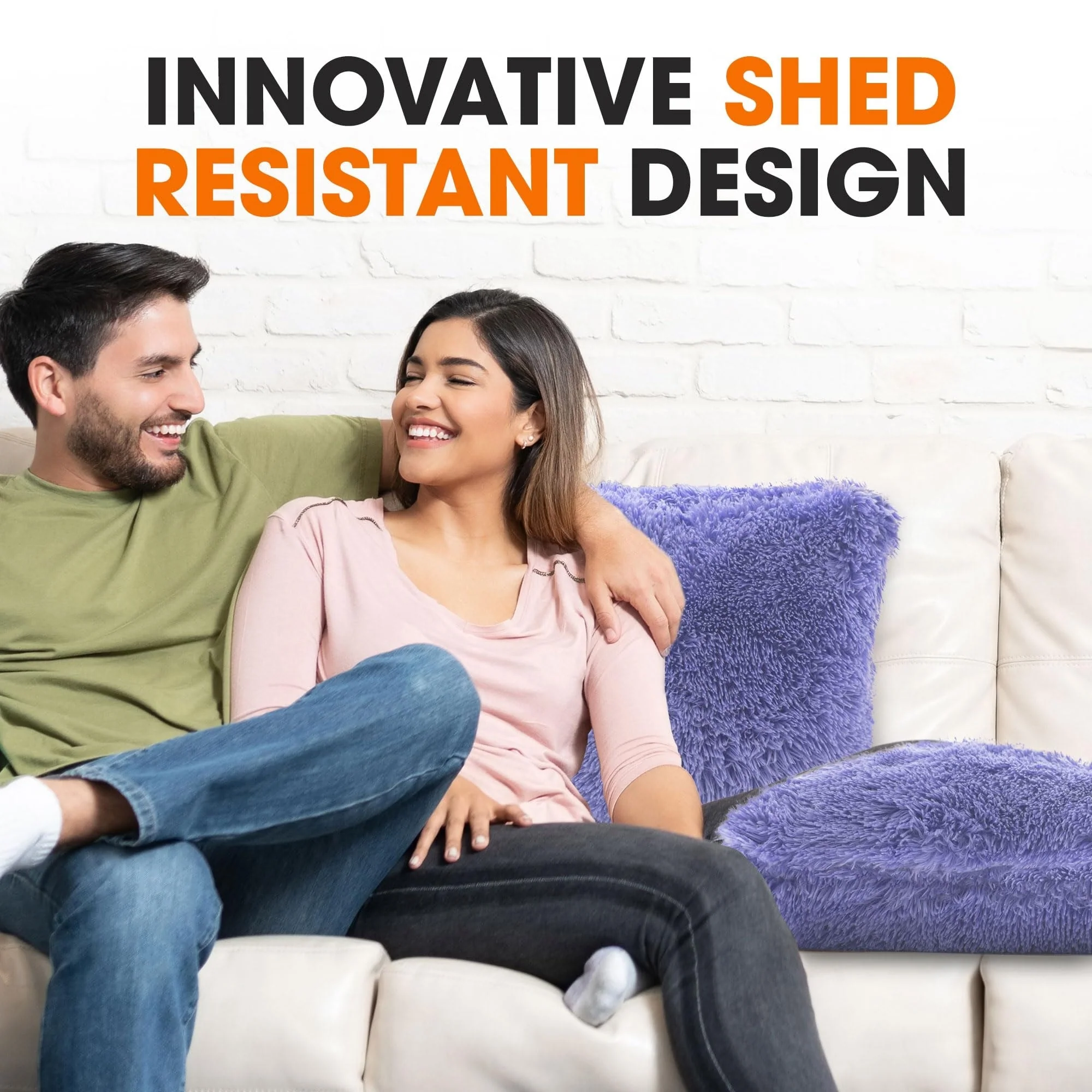 Cheer Collection Shaggy Long Hair Throw Pillows (Set of 2)