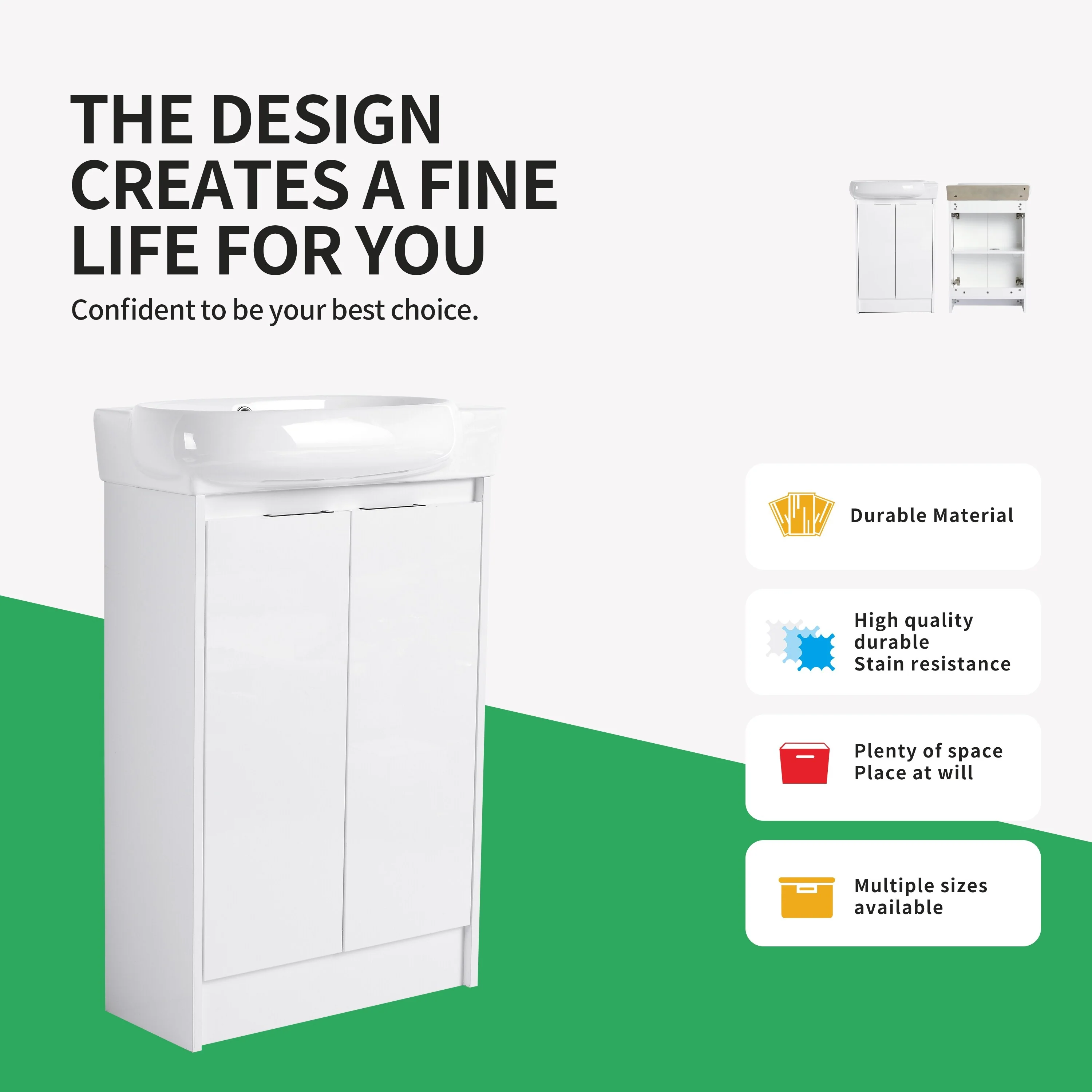 BNK 16/18/23 inch Freestanding/Floating Bathroom Vanity with Single Sink,Powder Room Vanity with Soft Close Door
