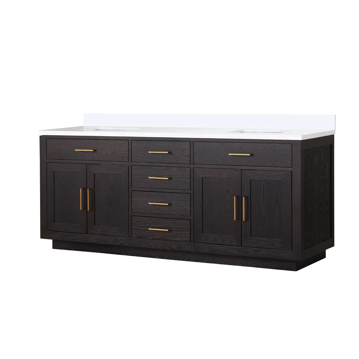 Abbey 60 in W x 22 in D Black Oak Double Bath Vanity and Cultured Marble Top