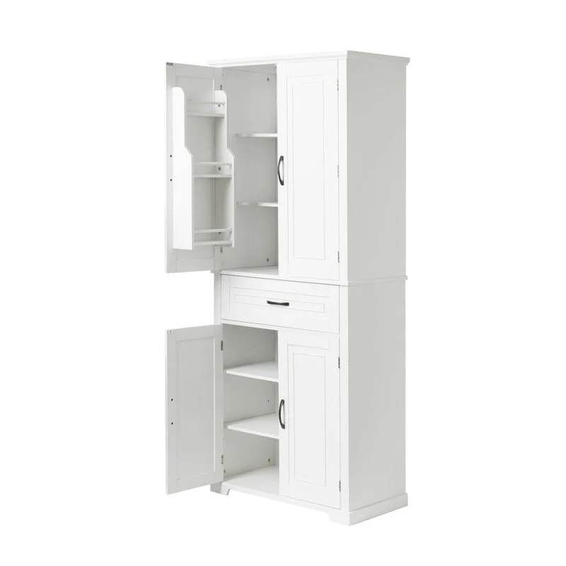 Bathroom Floor Cabinet, Freestanding Storage Cabinet with Doors and Drawer, Kitchen Cupboard with Adjustable Shelf