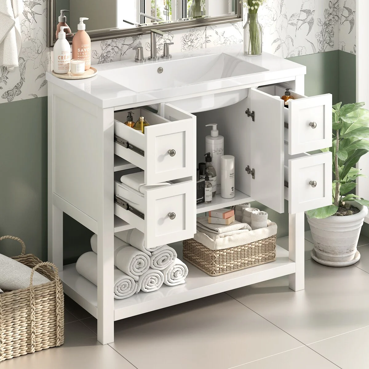 Free Standing Vanity with Solid Wood Frame