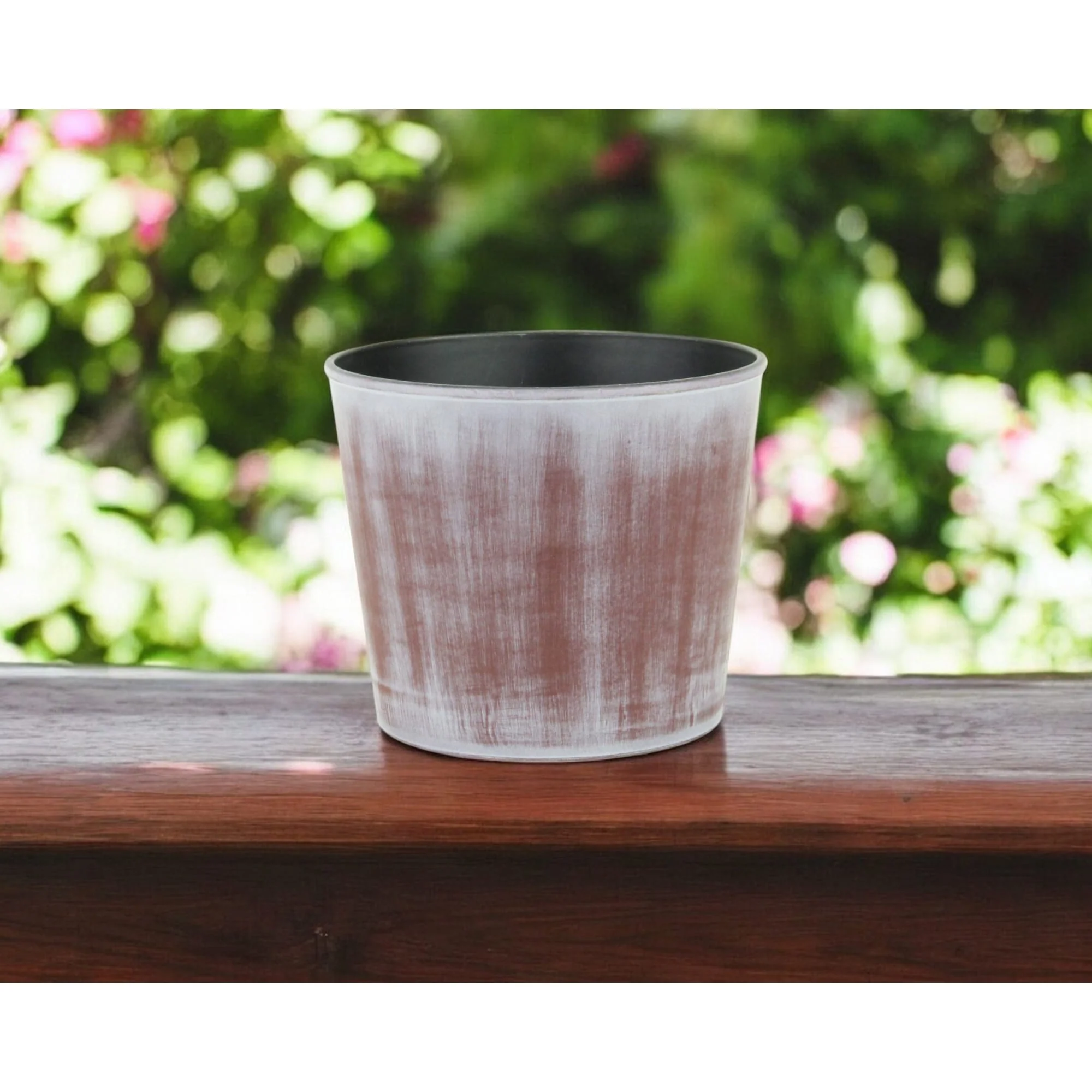 6-Inch Distressed Round Plastic Pot Planter Indoor-Outdoor Use Perfect for Patio Garden or Home Decor - 6”L x 6”W x 5”H