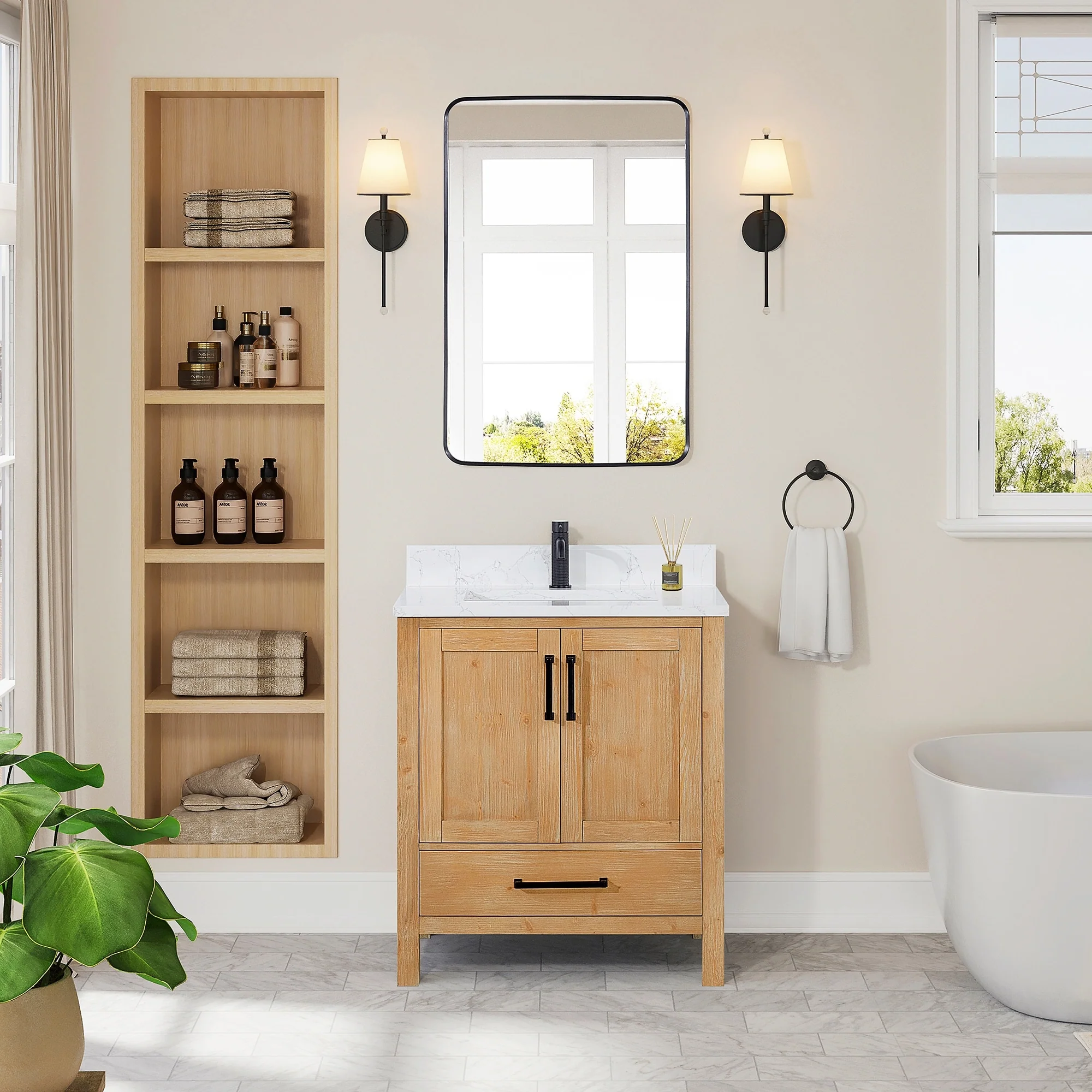 Shannon Bath Vanity with Composite Stone Countertop without Mirror