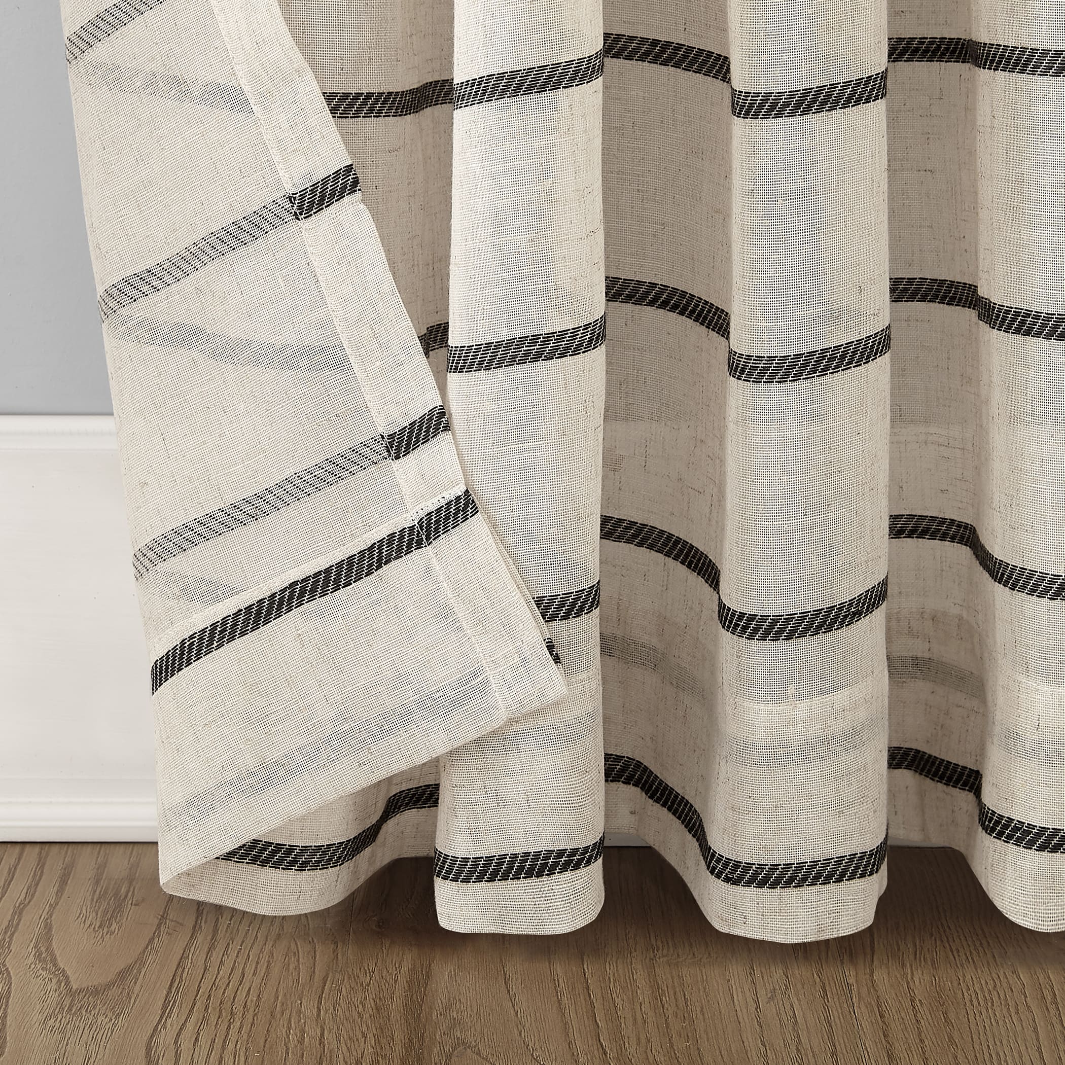 Clean Window Twill Stripe Anti-Dust Linen Blend Sheer Curtain Panel, Single Panel