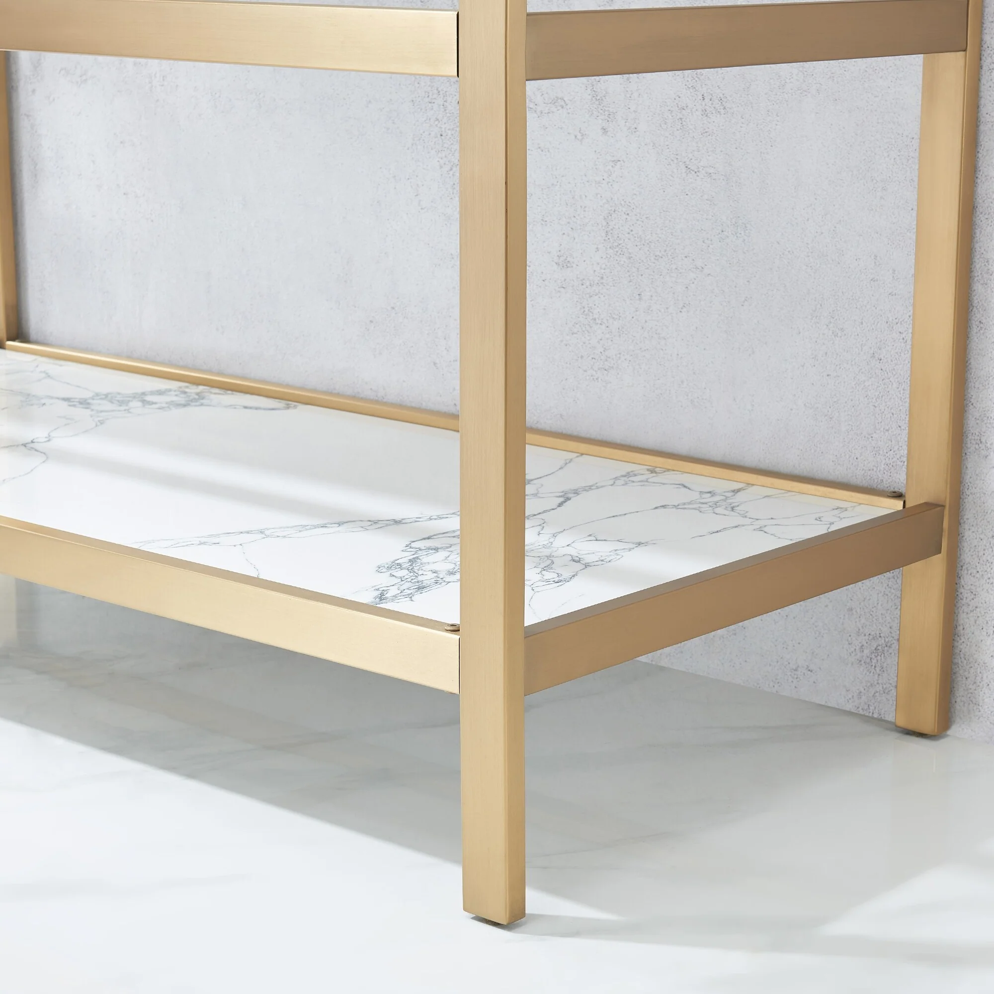 Ecija Bath Vanity, Metal Support with Composite Stone Top, no Mirror