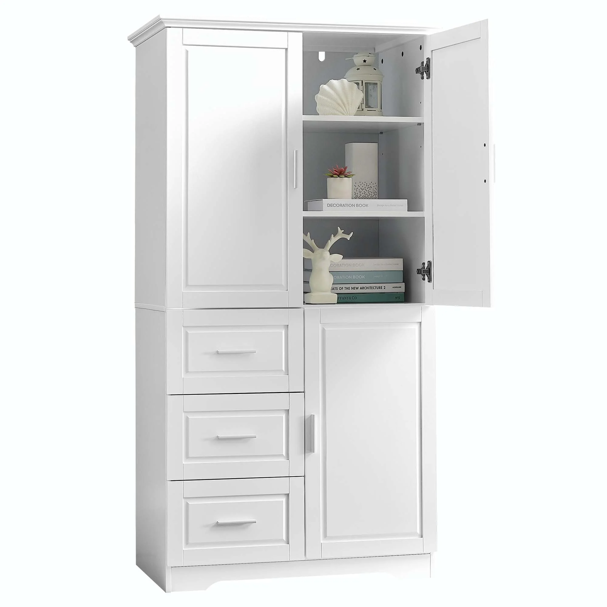Bathroom Storage Cabinet with Drawers and Adjustable Shelf