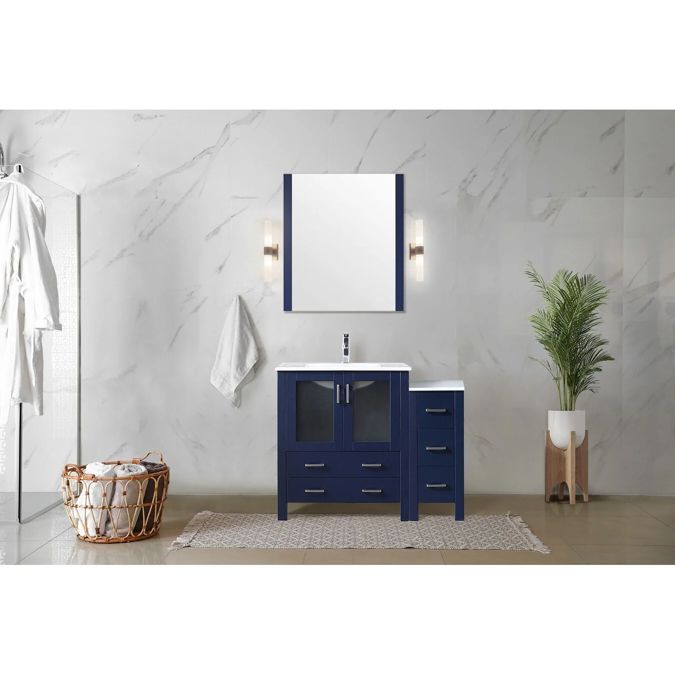Volez Bath Vanity with Side Cabinet and Mirror