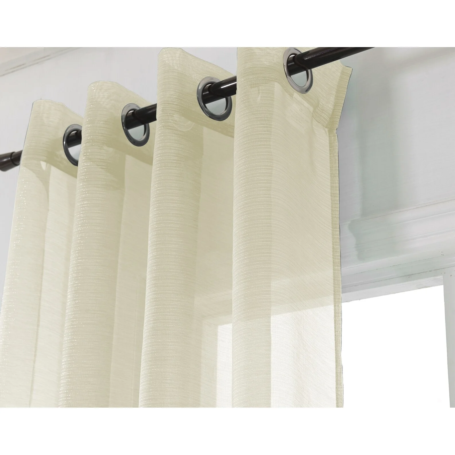 Lonnie Metallic Stripe Sheer Window Curtain Panel 90 inch
