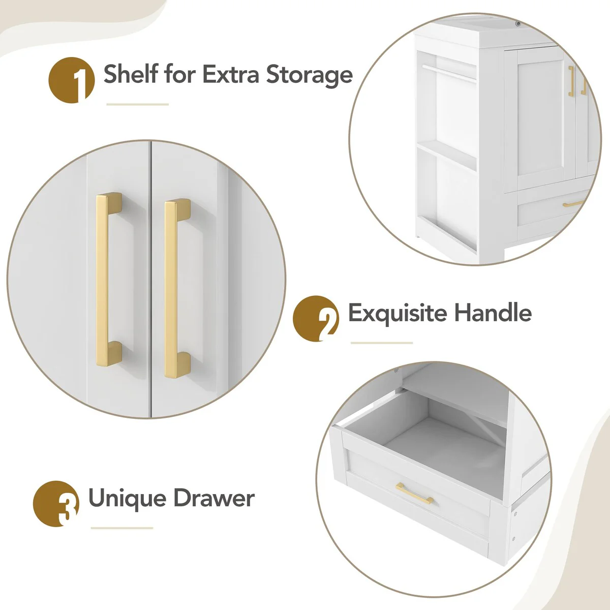 30 in. W x 18.1 in. D x 31.5 in. H Bath Vanity with White Resin Sink and Double-sided Storage Shelf