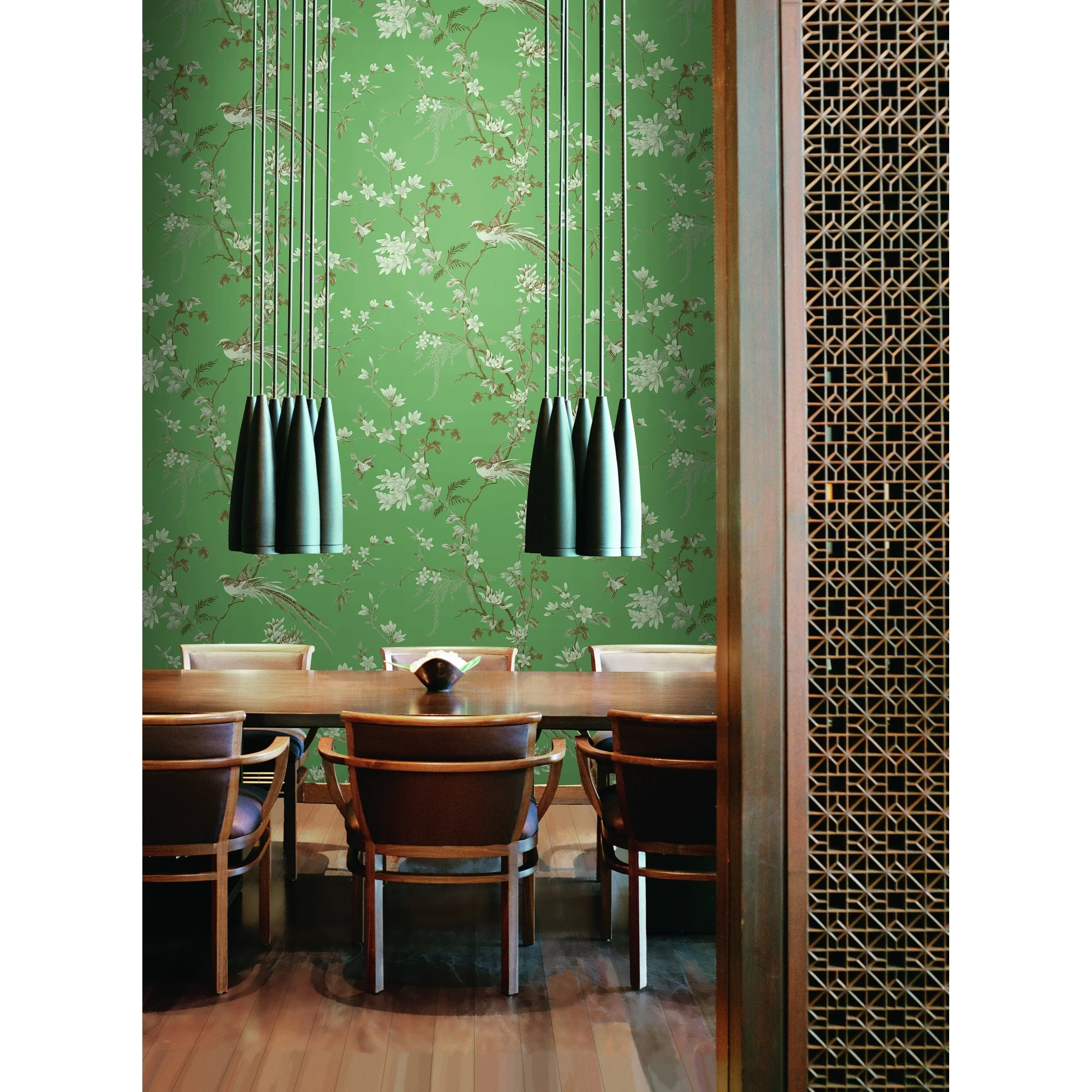 Schusterman, Bird And Blossom Chinoserie Wallpaper, 27 in x 27 ft = 60.75 sq ft, Wallpaper Roll
