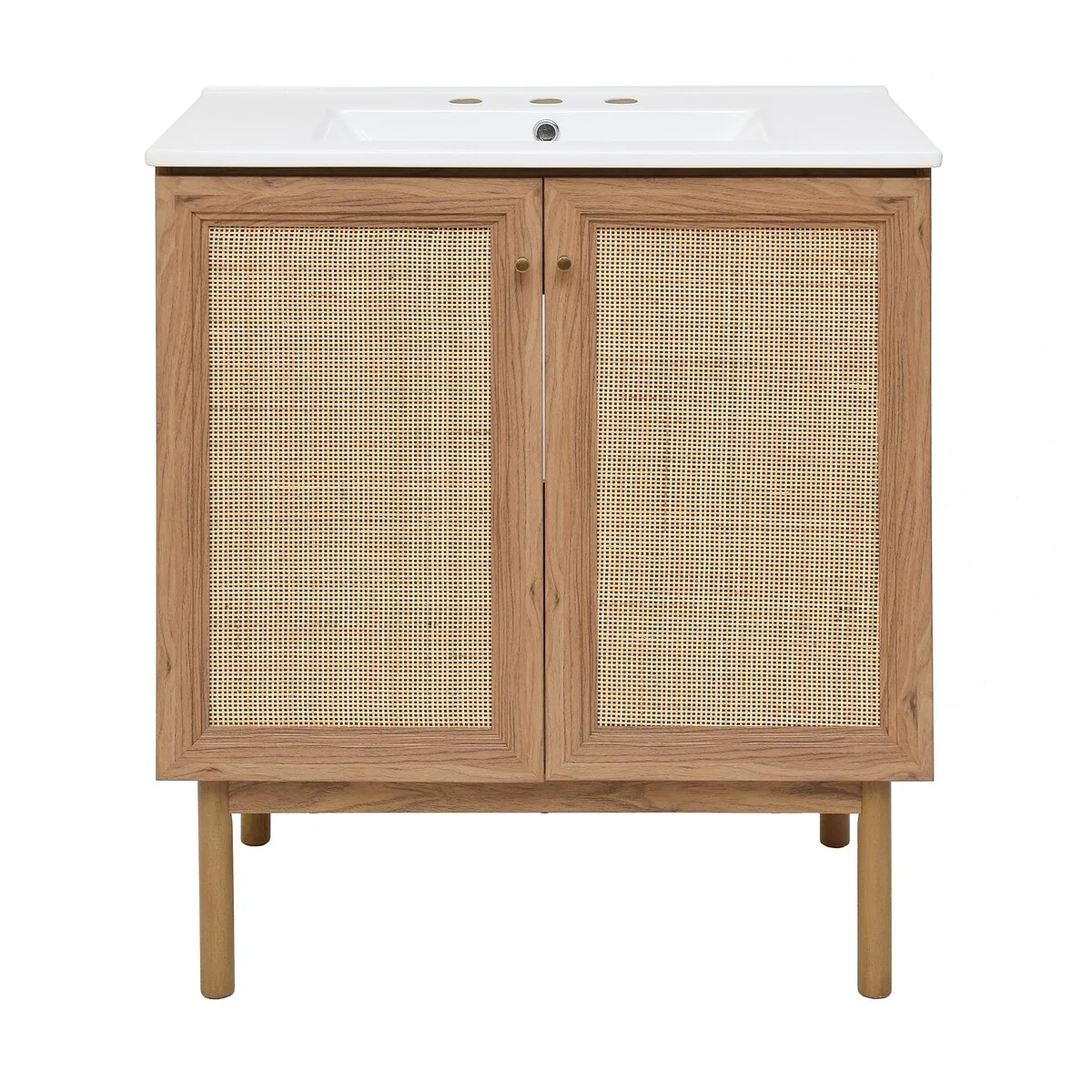 Classe 30 In. Brown Oak Bathroom Vanity With White, 3-Hole Ceramic Sink Top