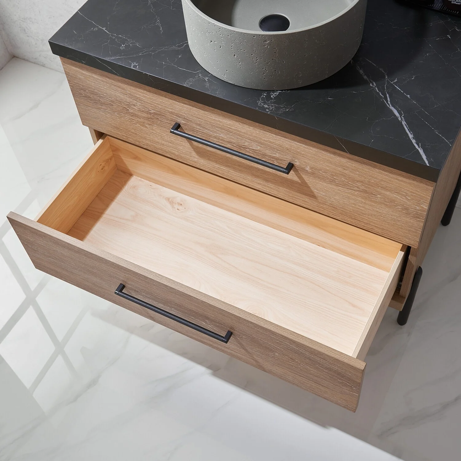 Trento Bath Vanity with Sintered Stone Top with Concrete Sink (R)
