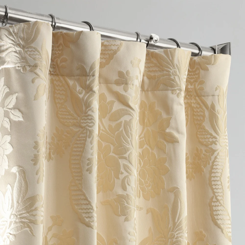 Exclusive Fabrics Magdelena Champaign/Beige Faux Silk Jacquard Curtain (1 Panel)