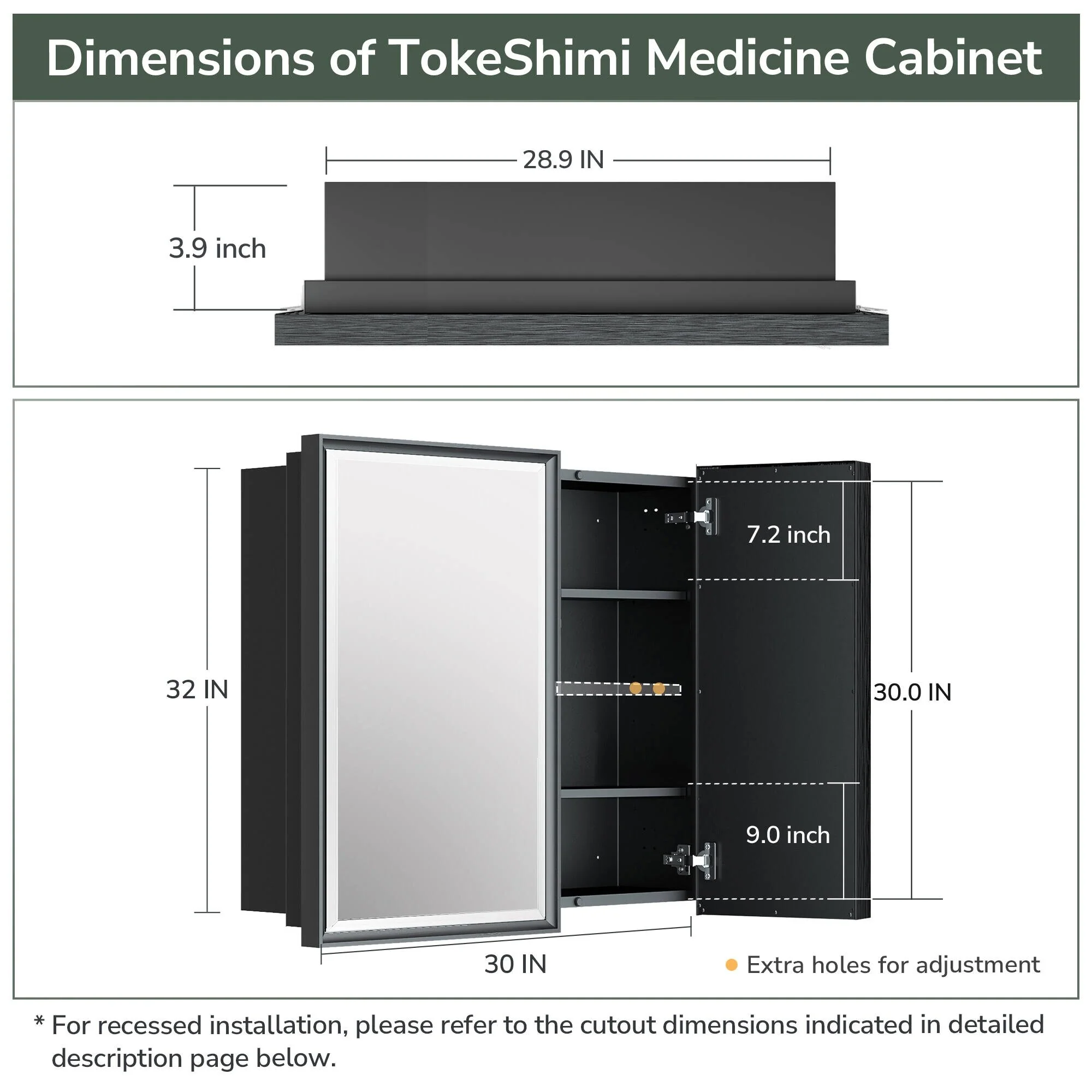 TokeShimi Medicine Cabinets for Bathroom with Mirror, Beveled Framed