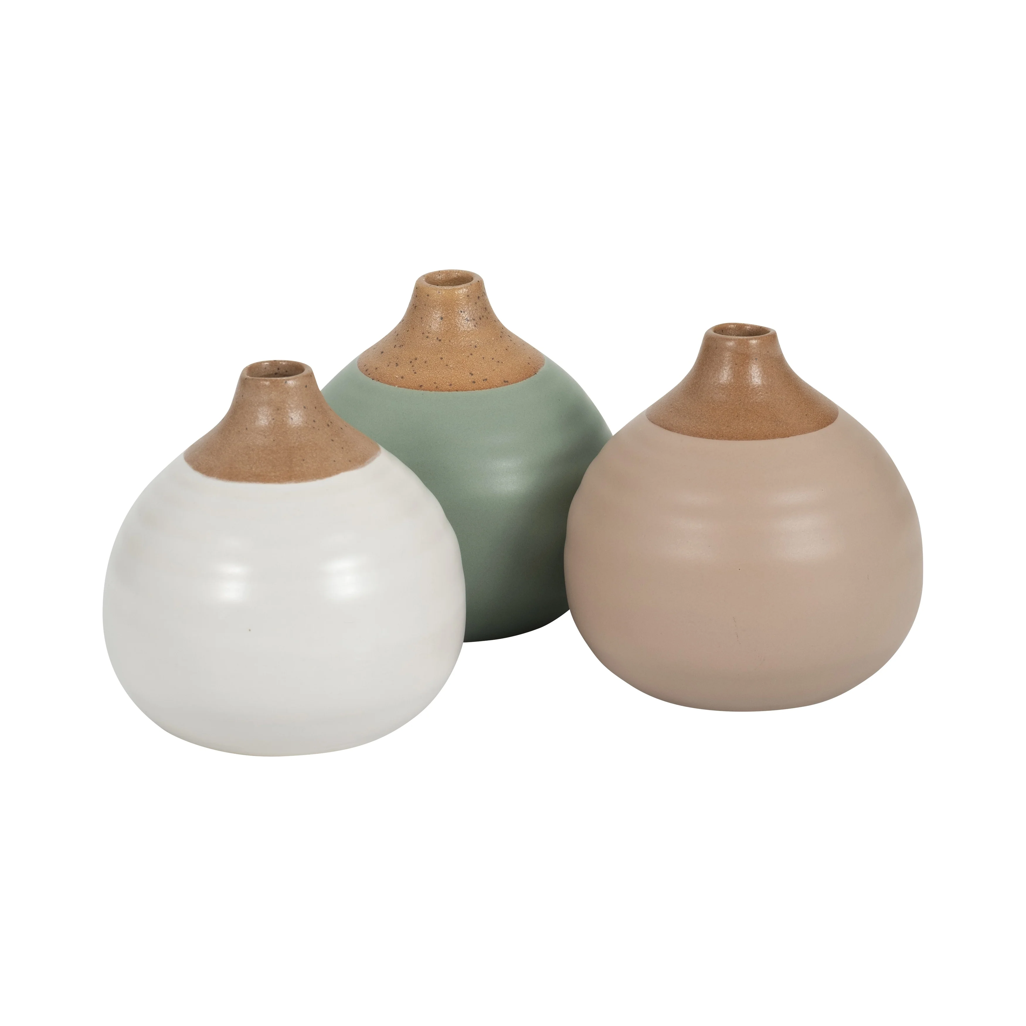 Sagebrook Home Modern Coastal Small Ceramic Bud Vases, Set of 3