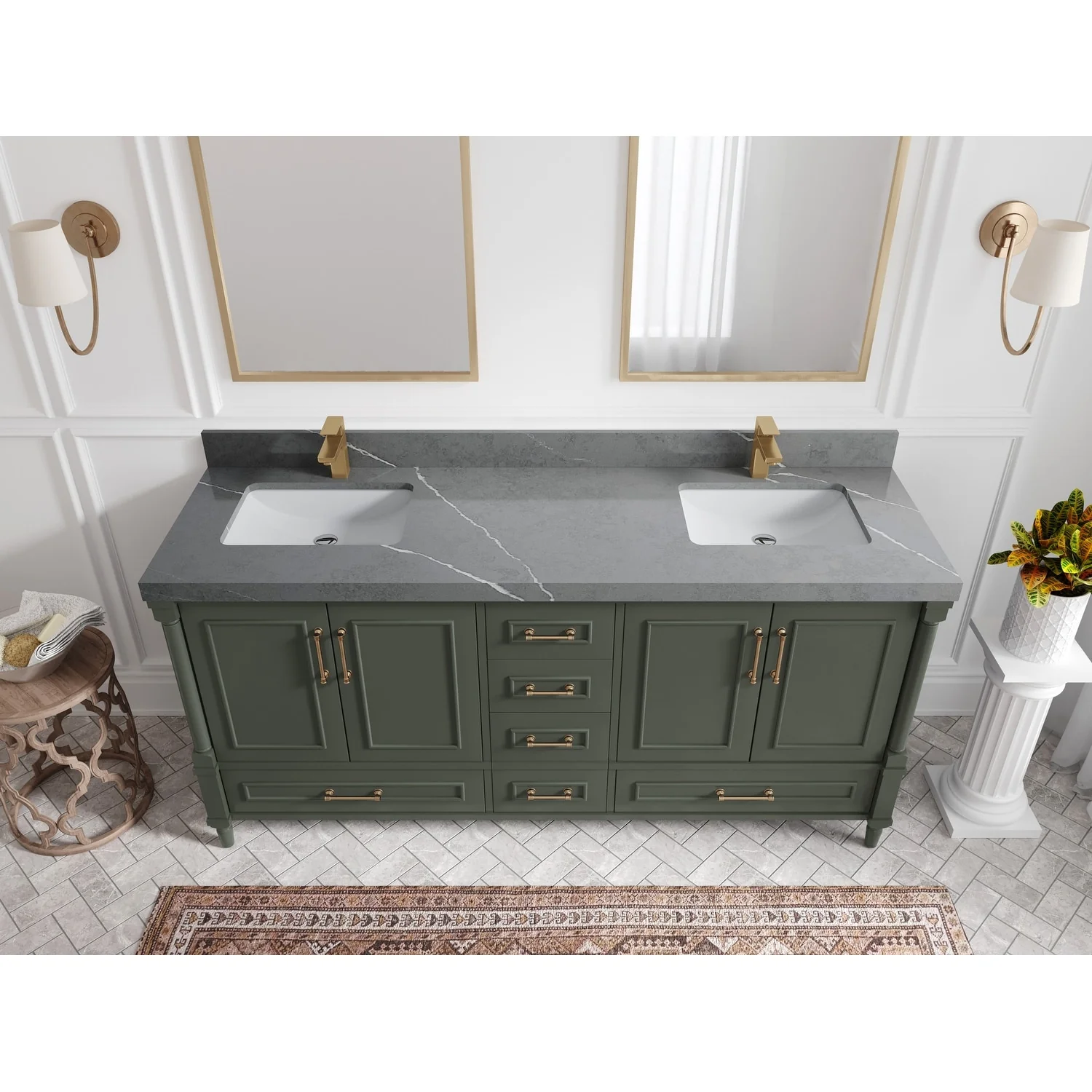 Willow Collections 72 in. W x 22 in. D Aberdeen Double Sink Bathroom Vanity with Countertops