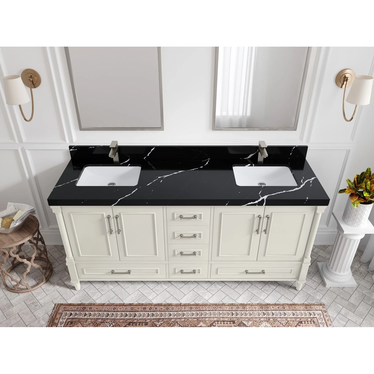 Willow Collections 72 in. W x 22 in. D Aberdeen Double Sink Bathroom Vanity with Countertops