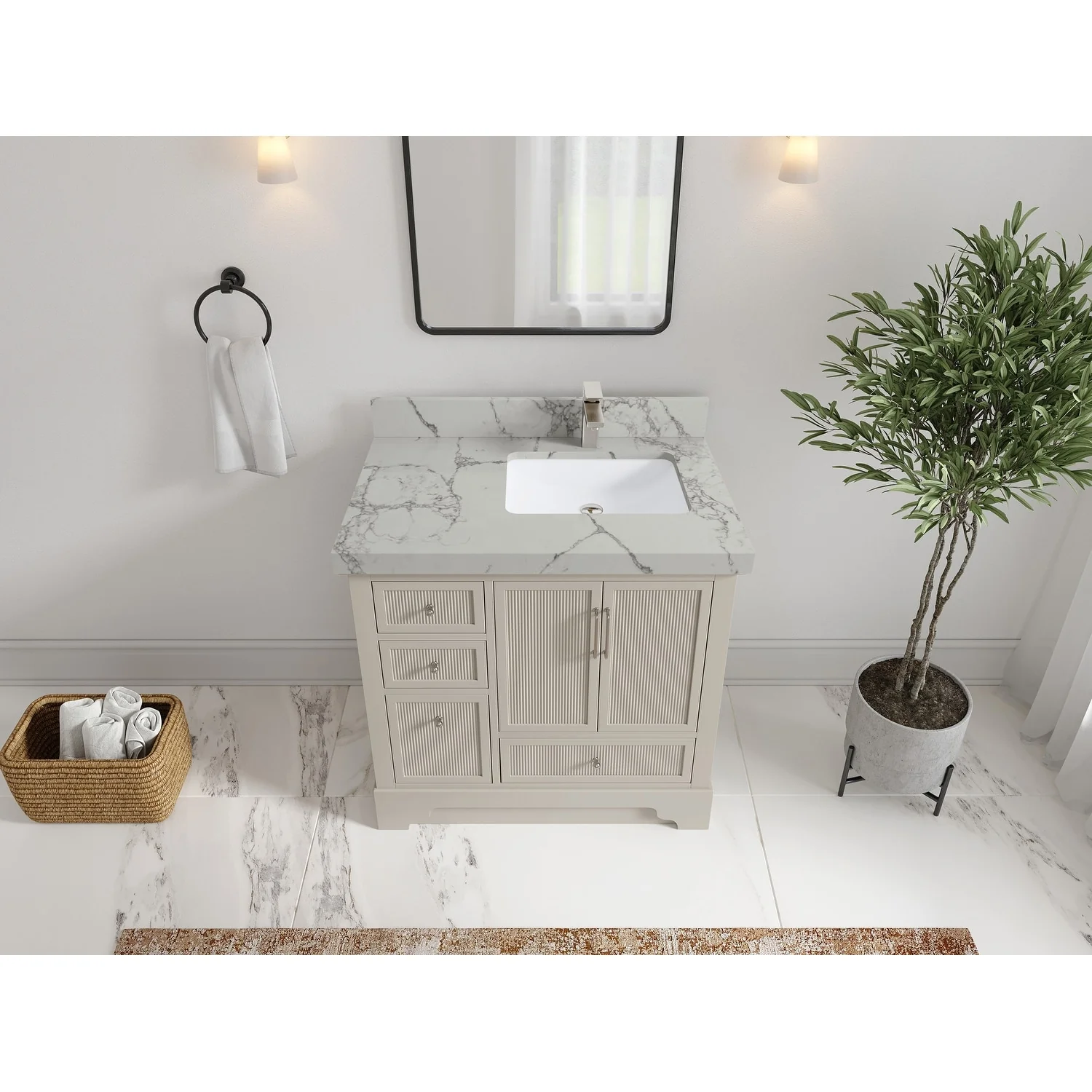 Willow Collections 36 in. W x 22 in. D Alys Right Offset Sink Bathroom Vanity with Countertop