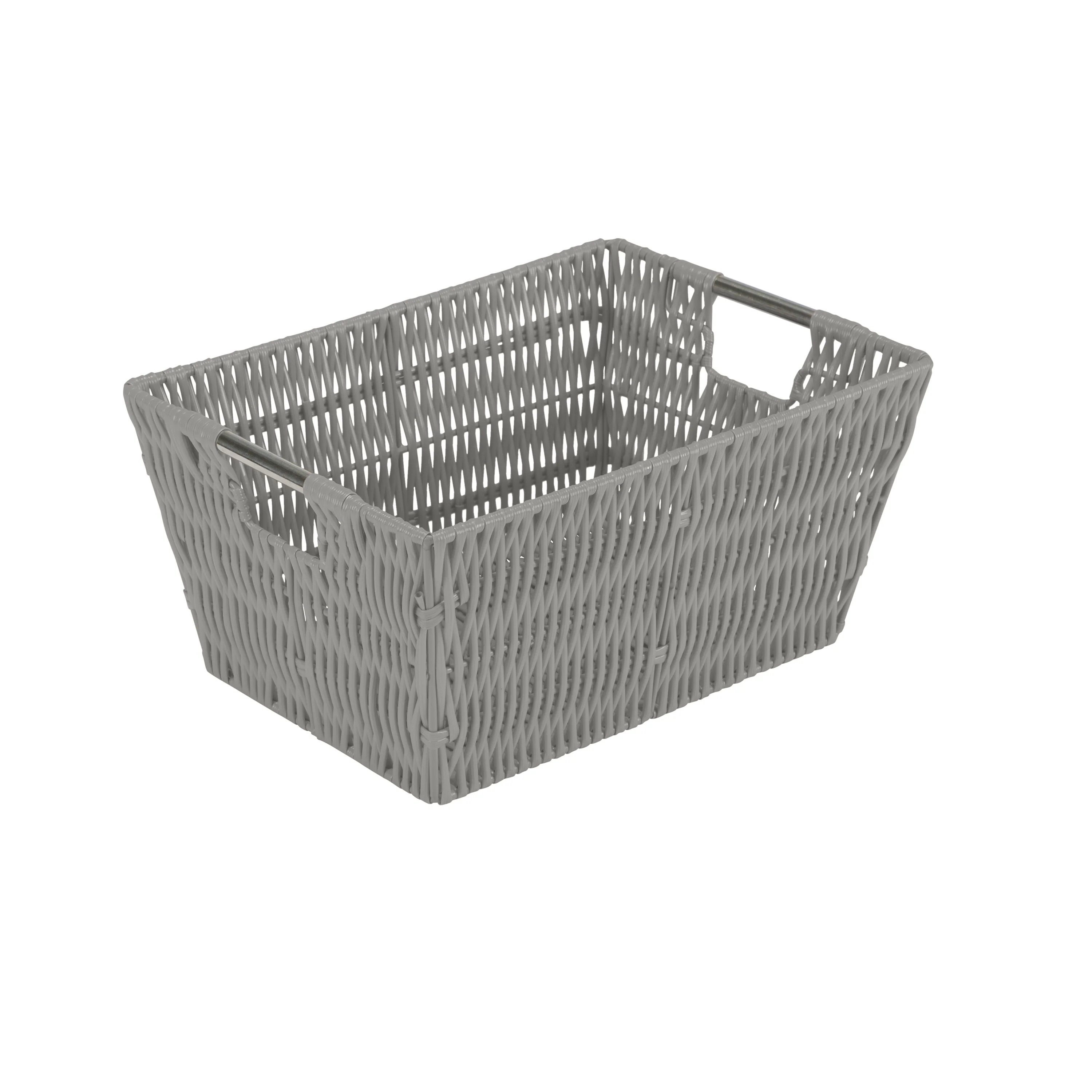 Simplify 3 Pack Set Rattan Tote Baskets in Charcoal