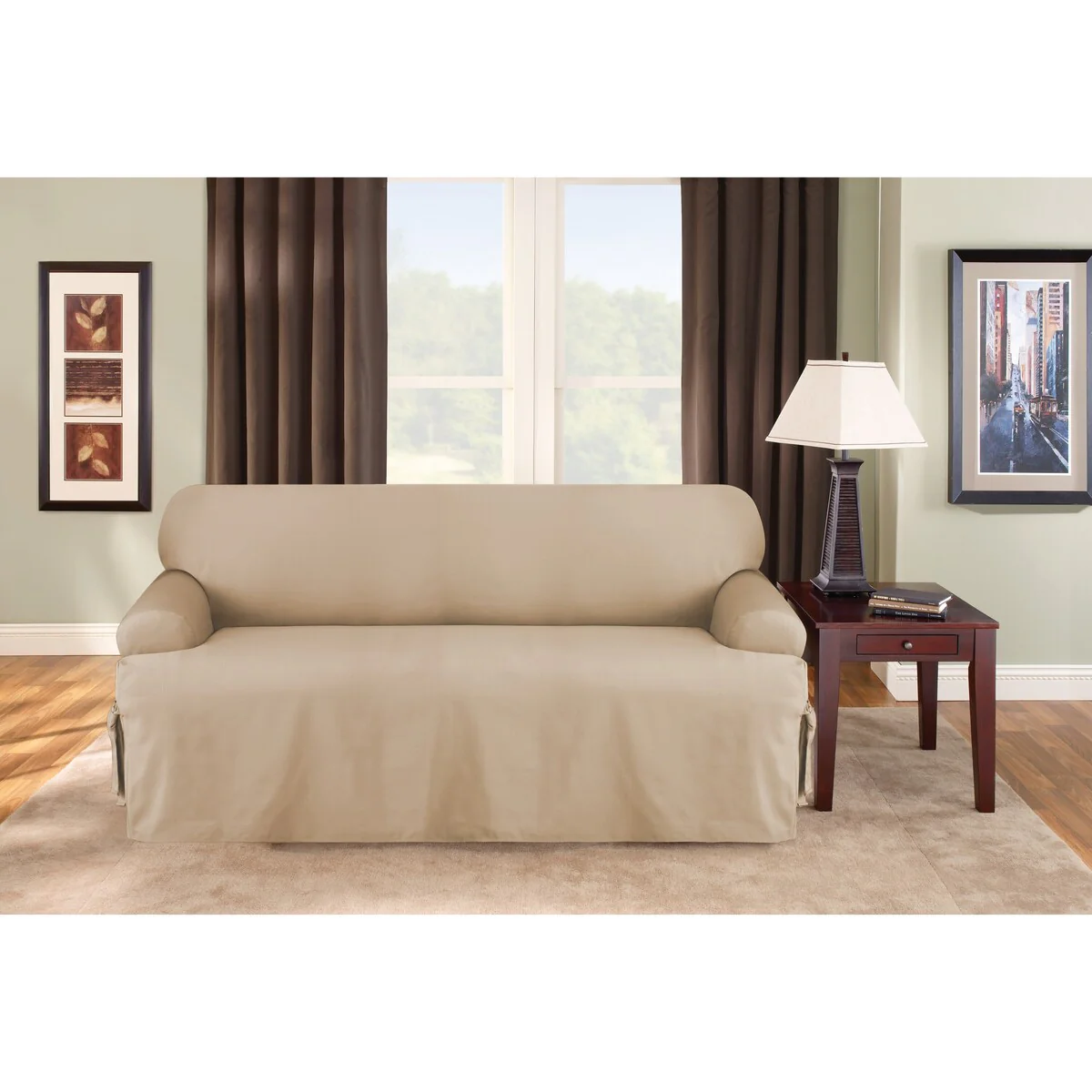 SureFit Duck 1 Piece T Cushion Sofa Slipcover