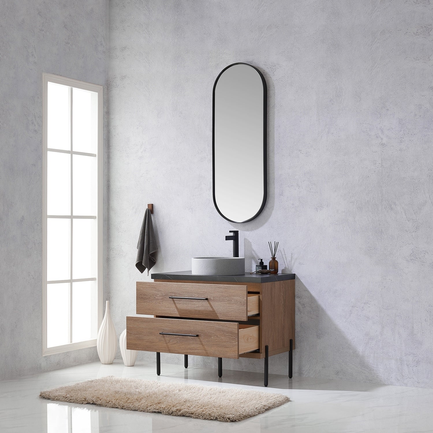 Trento Bath Vanity with Sintered Stone Top with Concrete Sink (C)