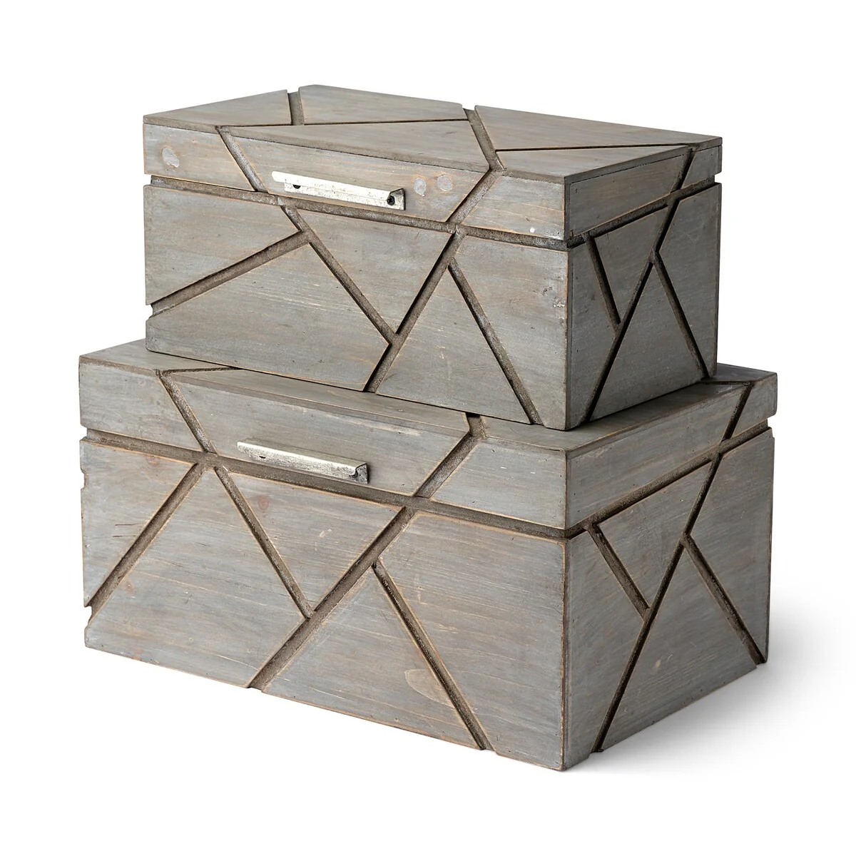 Niobe (Set of 2) 16L x 11W Gray Wooden Nesting Boxes - 16.0L x 10.8W x 8.3H