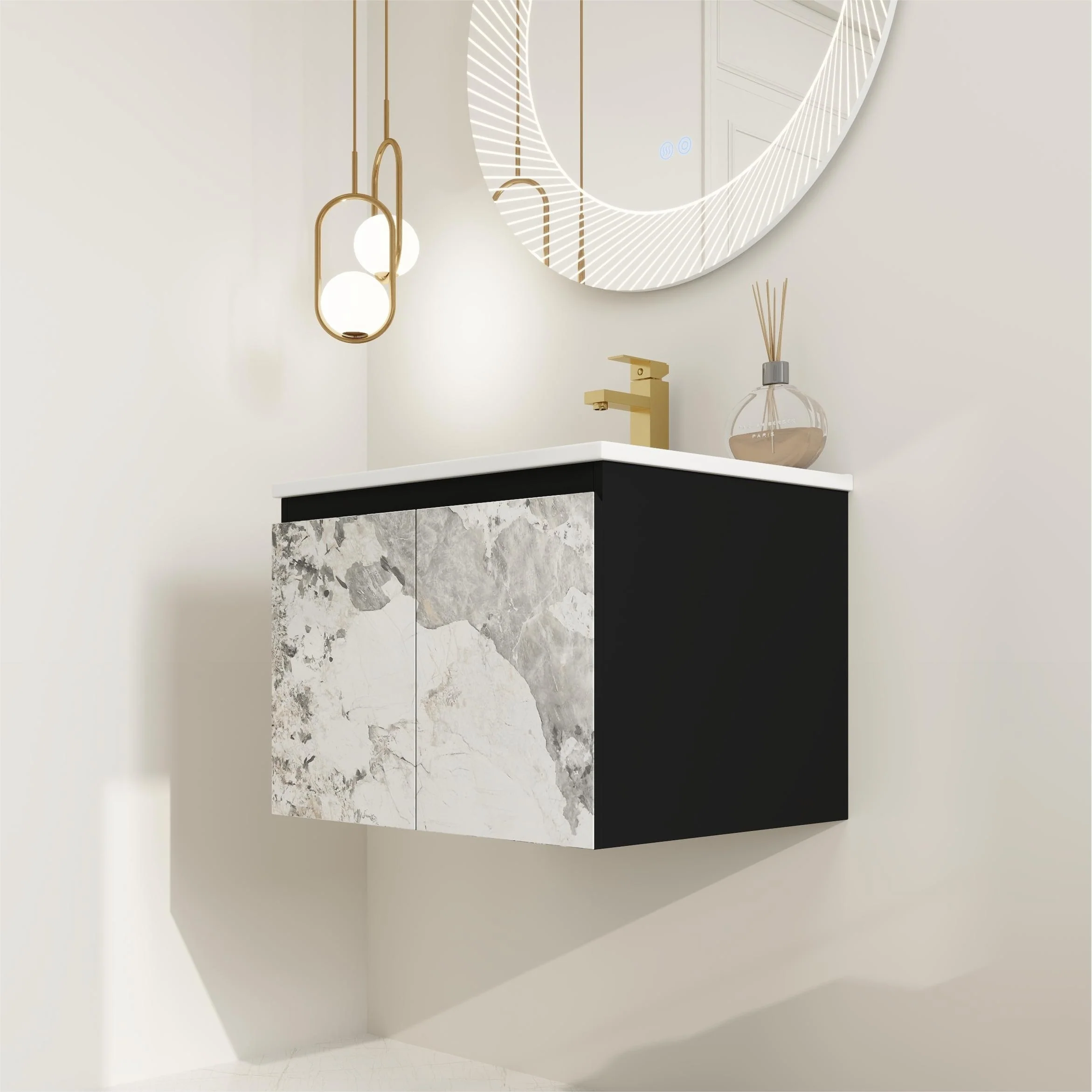 BNK 24/30/48 Inch Double Sink Bathroom Vanity with Soft Close Door