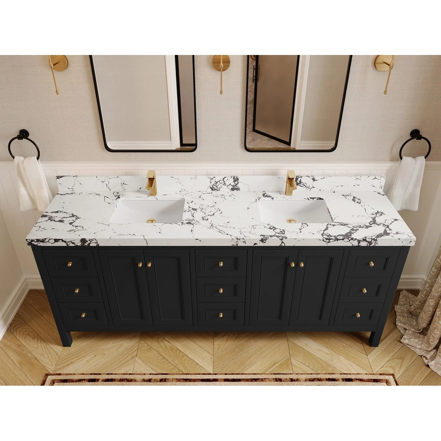 Willow Collections 84 in. W x 22 in. D Nashville Double Bowl Sink Bathroom Vanity with Countertop