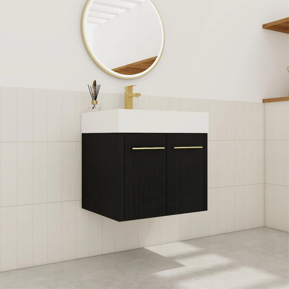 Bathroom Vanity With Sink In 24/30/36 Inch, Floating Bathroom Vanity with Soft Close Door