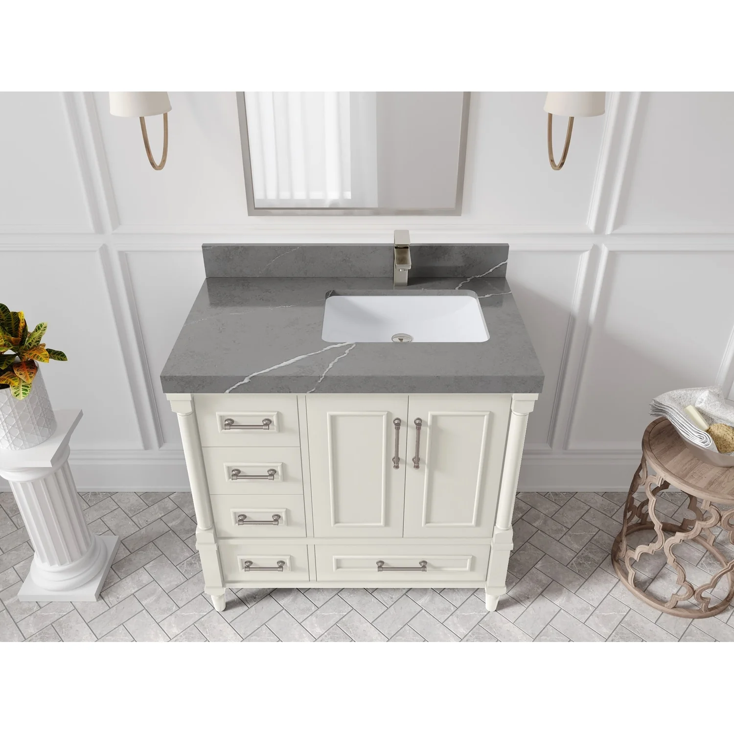 Willow Collections 36 in. W x 22 in. D Aberdeen Right Offset Sink Bathroom Vanity with Countertop