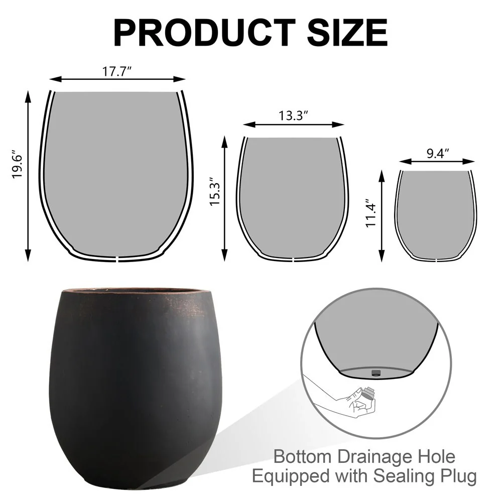 Weathered Concrete Tall Planter - Set of 3