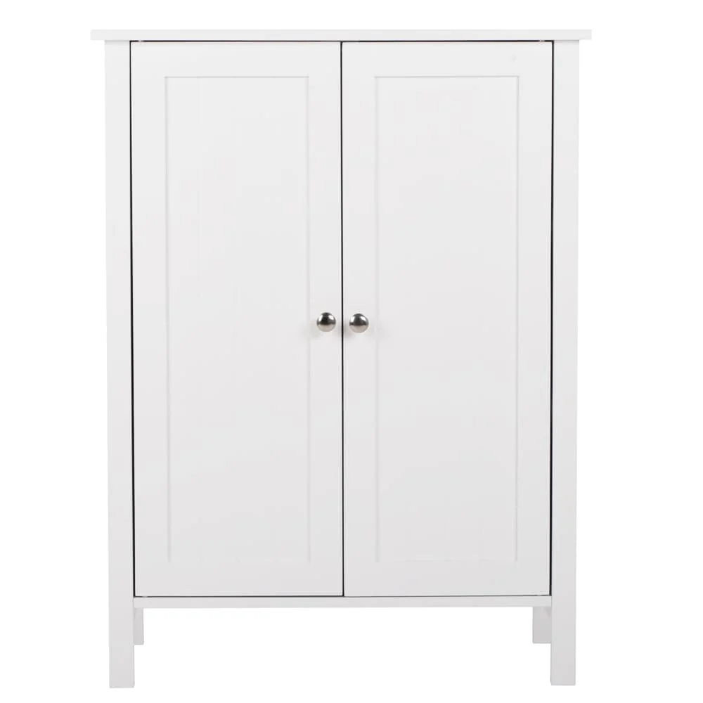 White Double Doors Adjustable Freestanding Bathroom Cabinet - 23.62