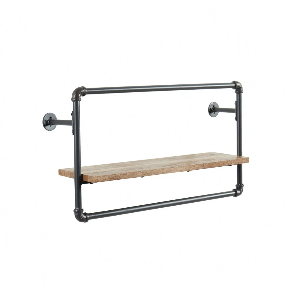 Romi Industrial Sand Black Metal Pipe Wall Shelf by Furniture of America