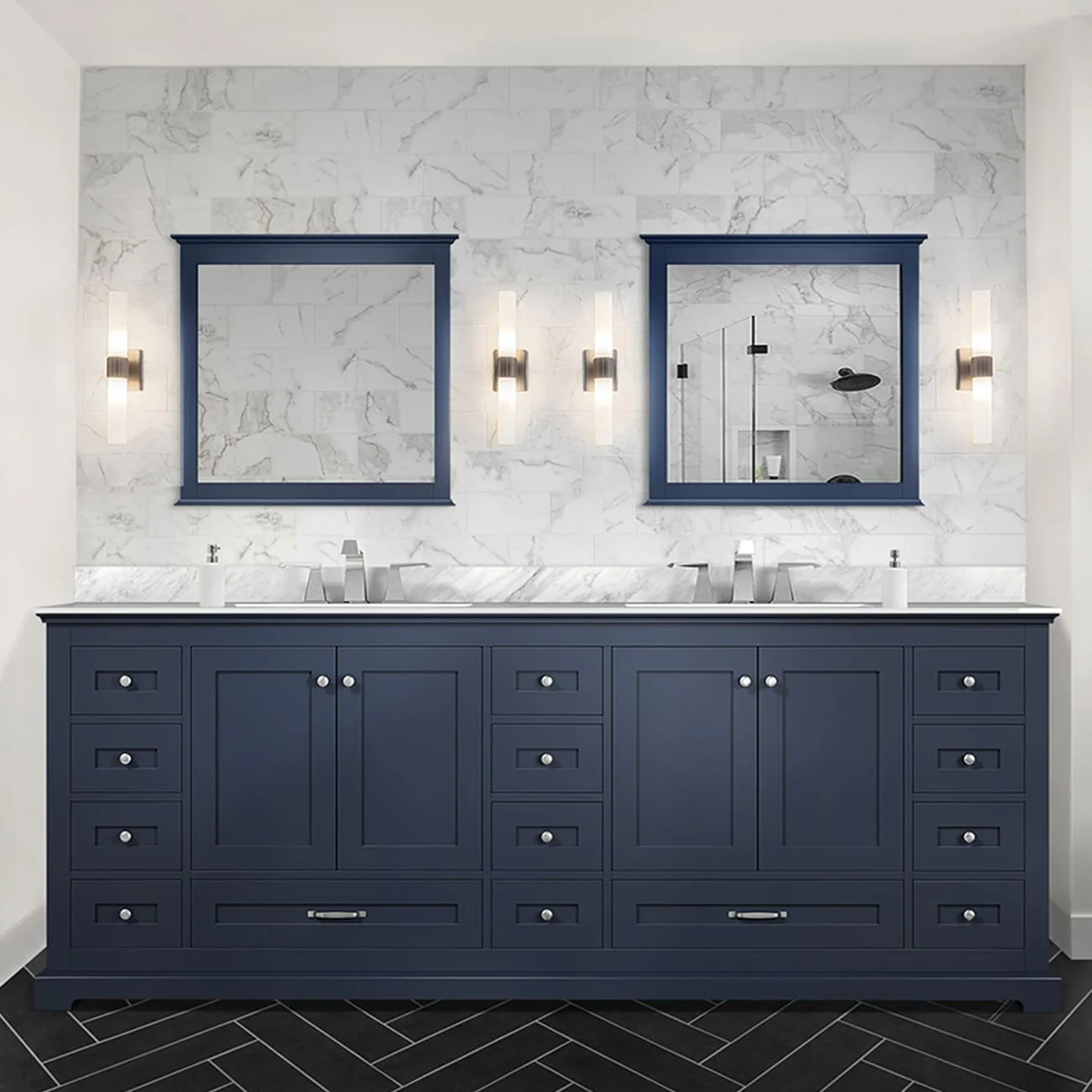 Dukes 84 in. W x 22 in. D Navy Blue Double Bath Vanity