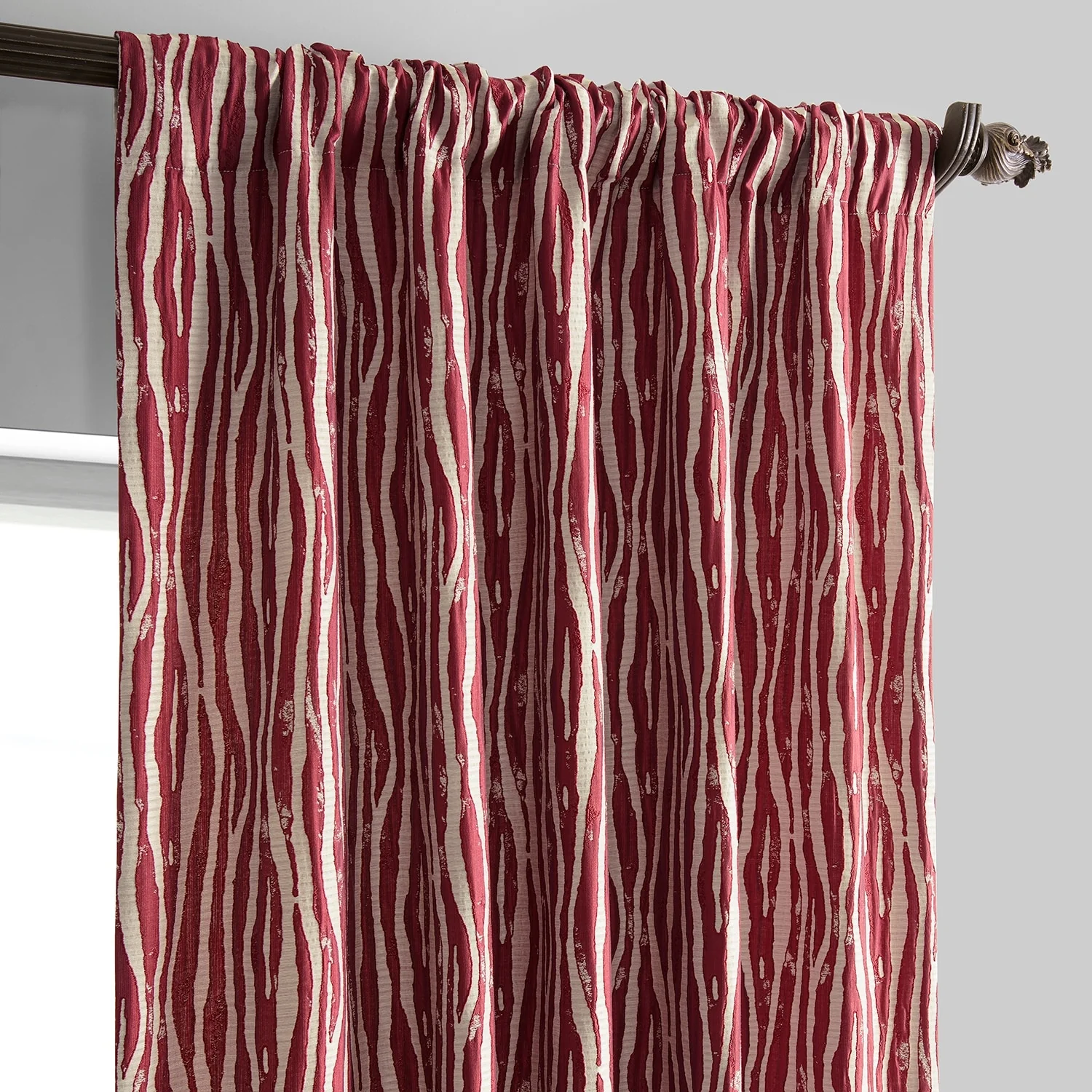 Exclusive Fabrics Jacquard Faux Silk Curtains - 1 Panel Room Darkening Curtain
