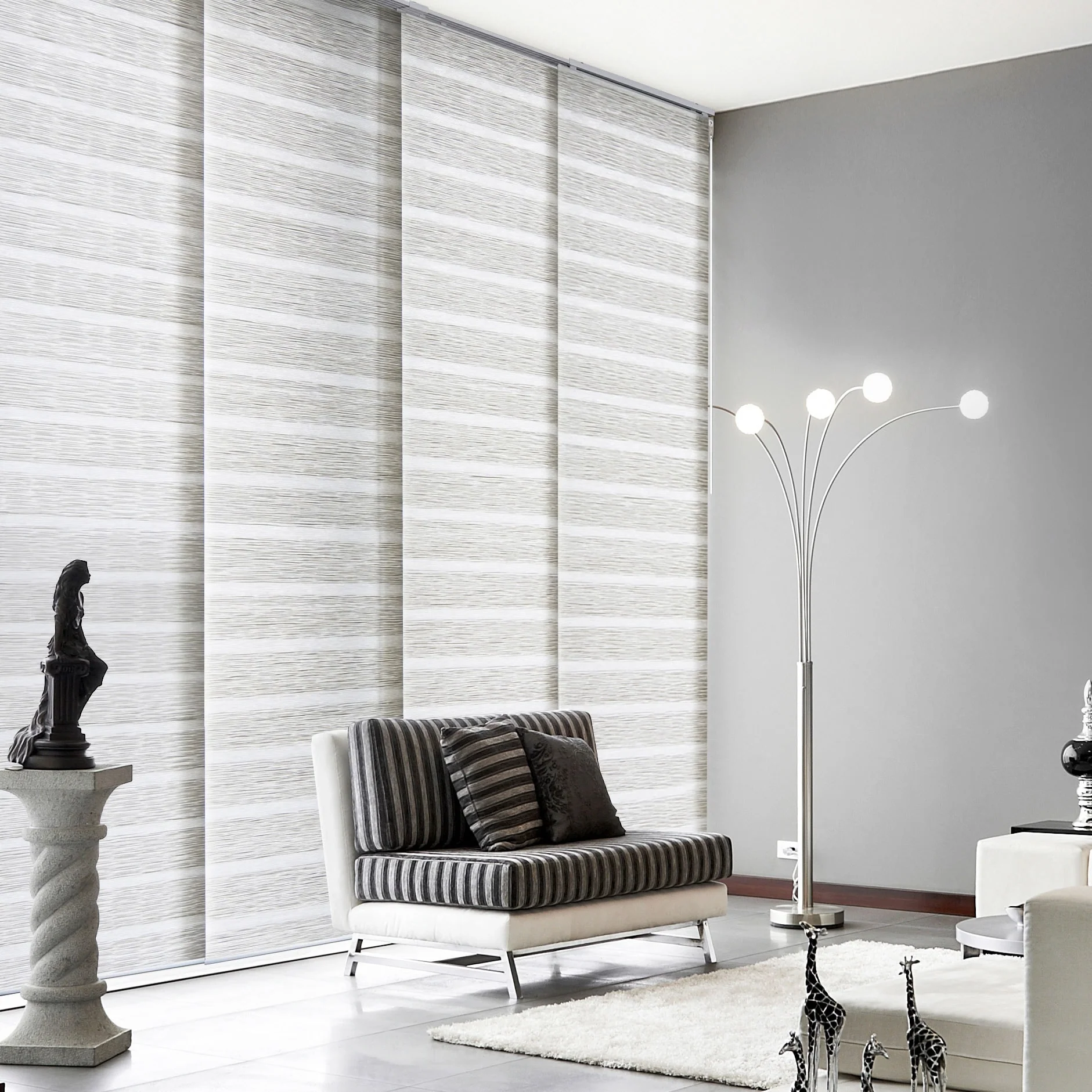 GoDear Design 99.99% Blackout & Sheer Natural Woven Adjustable Sliding Panel Track Blinds, Vertical Blinds, 45.8