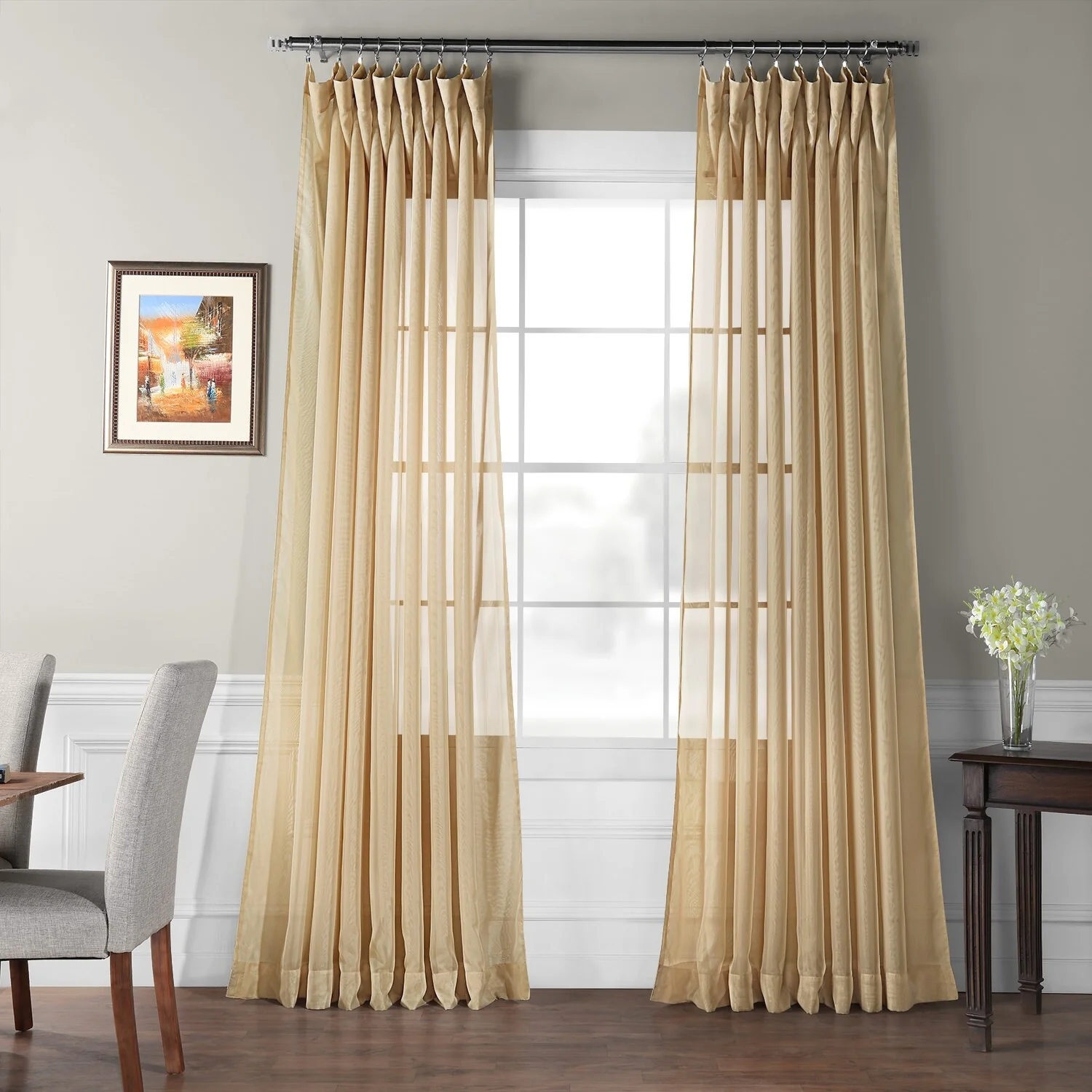 Exclusive Fabrics Extra Wide Double Layer Sheer Curtains (1 Panel) - Elegant Window Treatment
