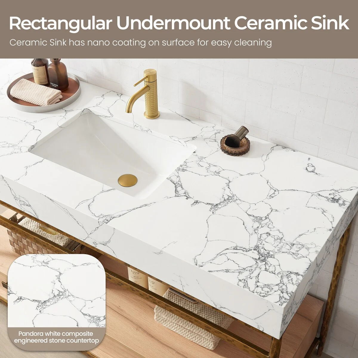 Dhaka Bath Vanity with Composite Stone Top without Mirror