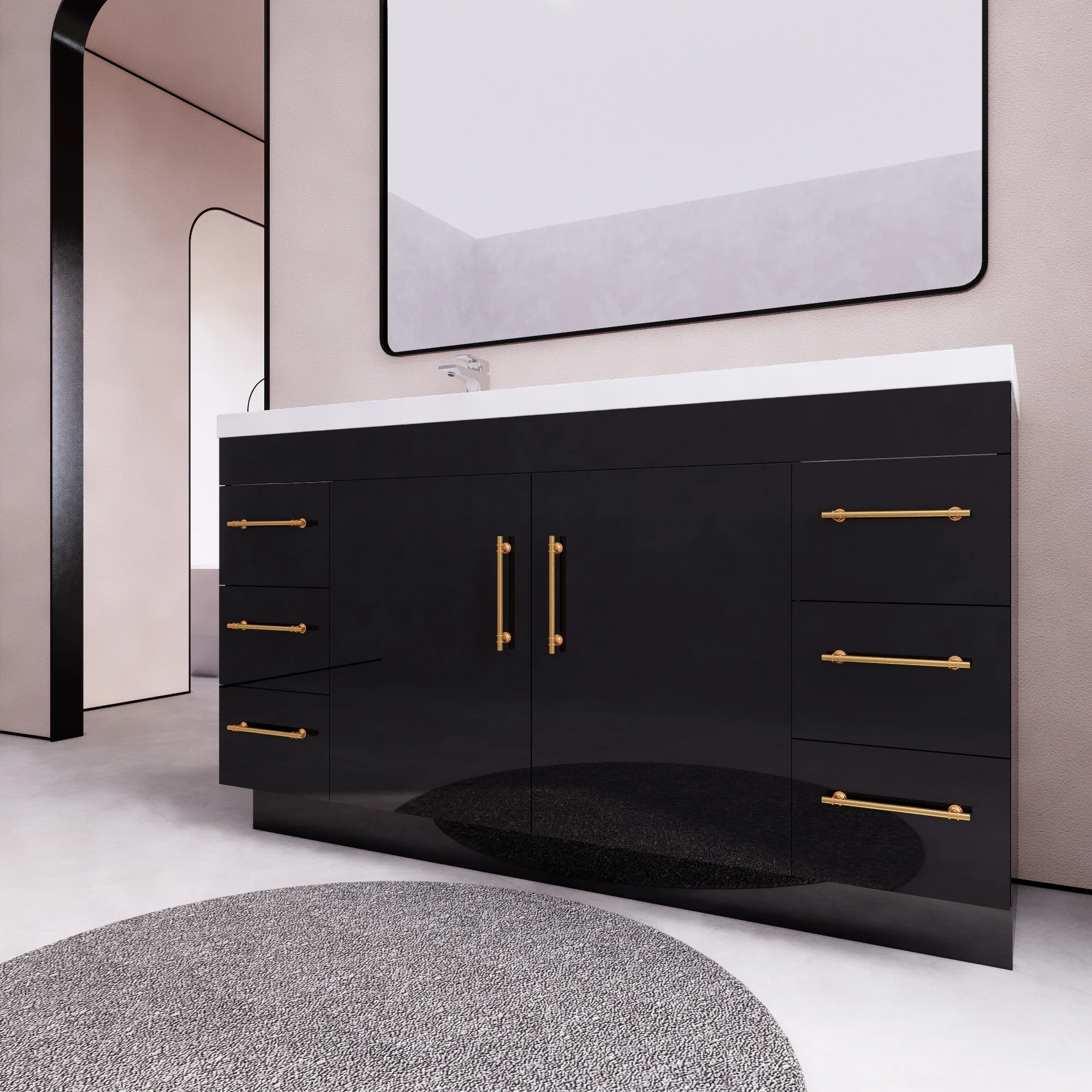 Eliza 60'' Freestanding Vanity with Single Sink on the Left