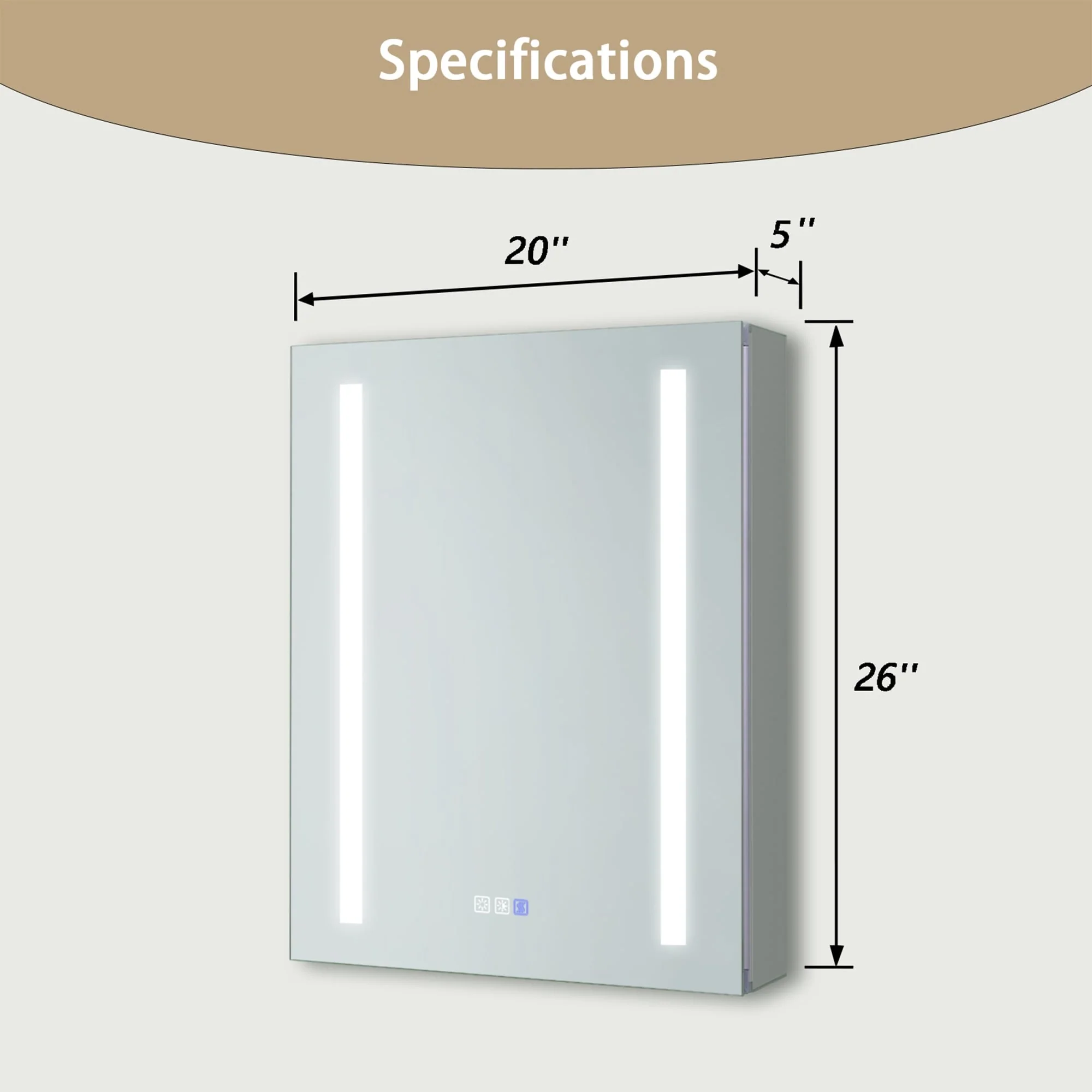 20''x26'' Recessed or Surface Mounted Anti-Fog LED Lighted Bathroom Medicine Cabinet with Mirror