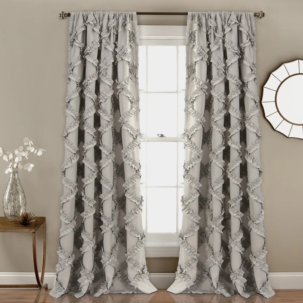Lush Decor Ruffle Diamond Curtain Panel Pair