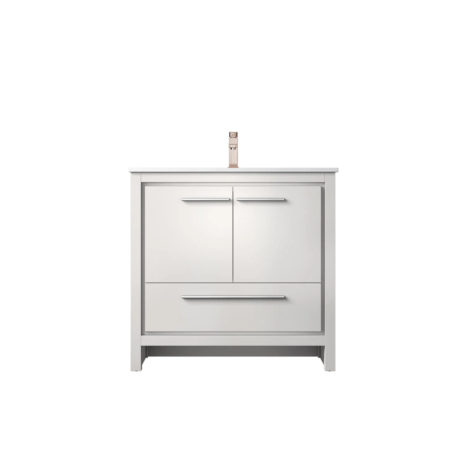 Lafarre Bath Vanity Cultured Marble Top, Sink and Rose Gold Faucet