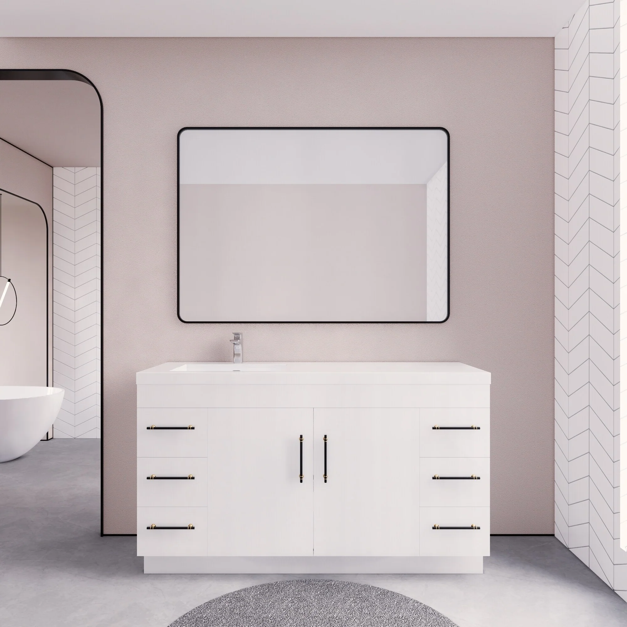 Eliza 60'' Freestanding Vanity with Single Sink on the Left