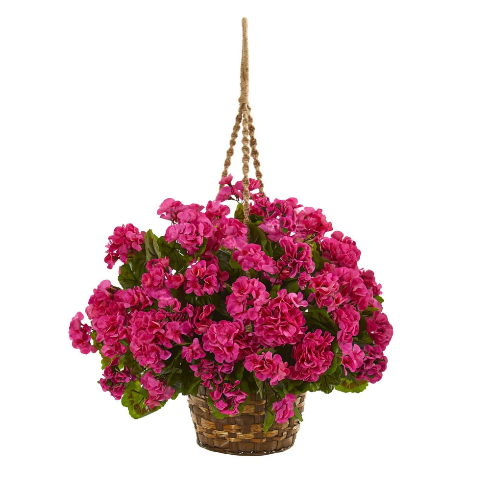 Geranium Hanging Basket Artificial Plant UV Resistant (Indoor/Outdoor)