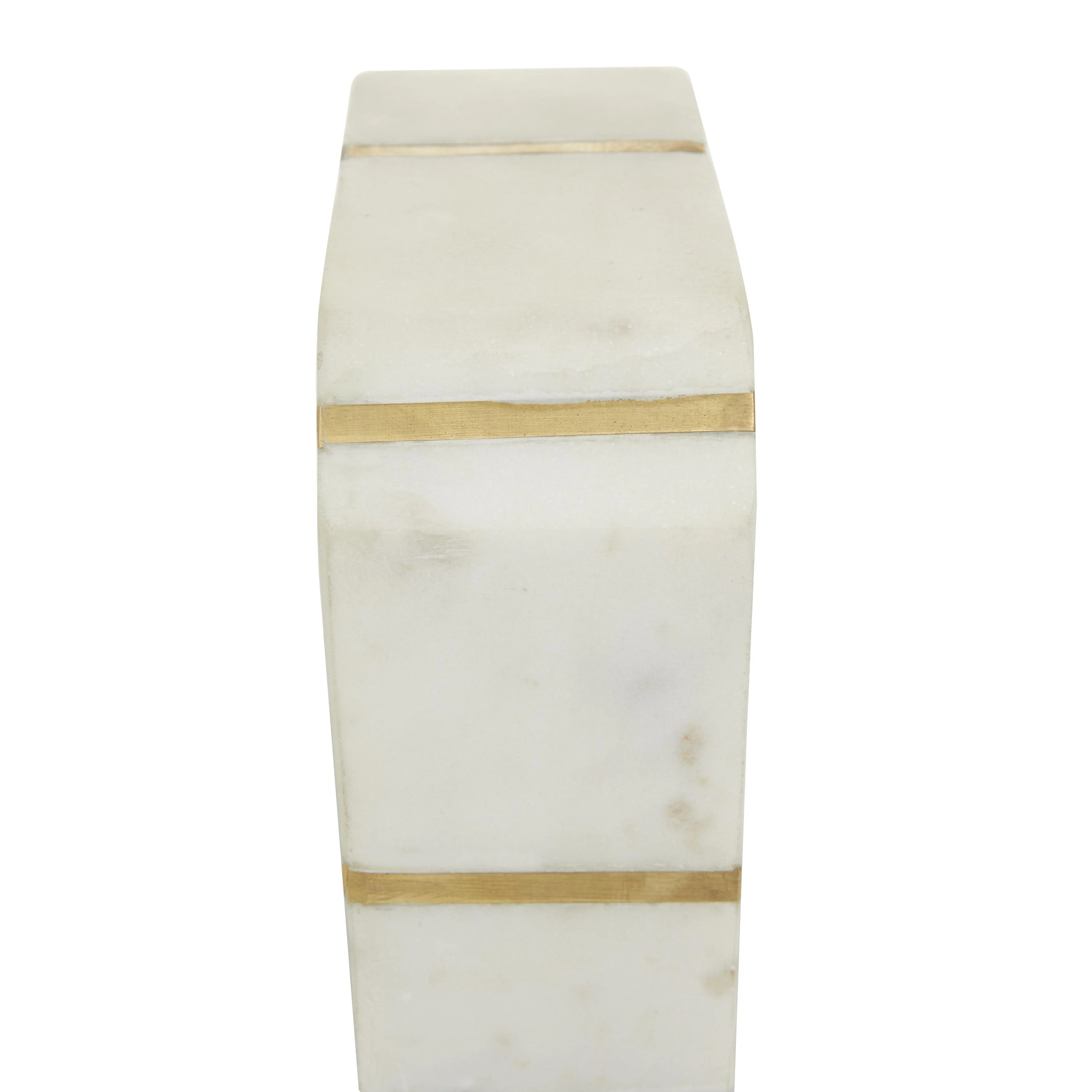 Marble Geometric 8 lbs Decorative Bookends with Gold Inlay - Set of 2 White - CosmoLiving by Cosmopolitan