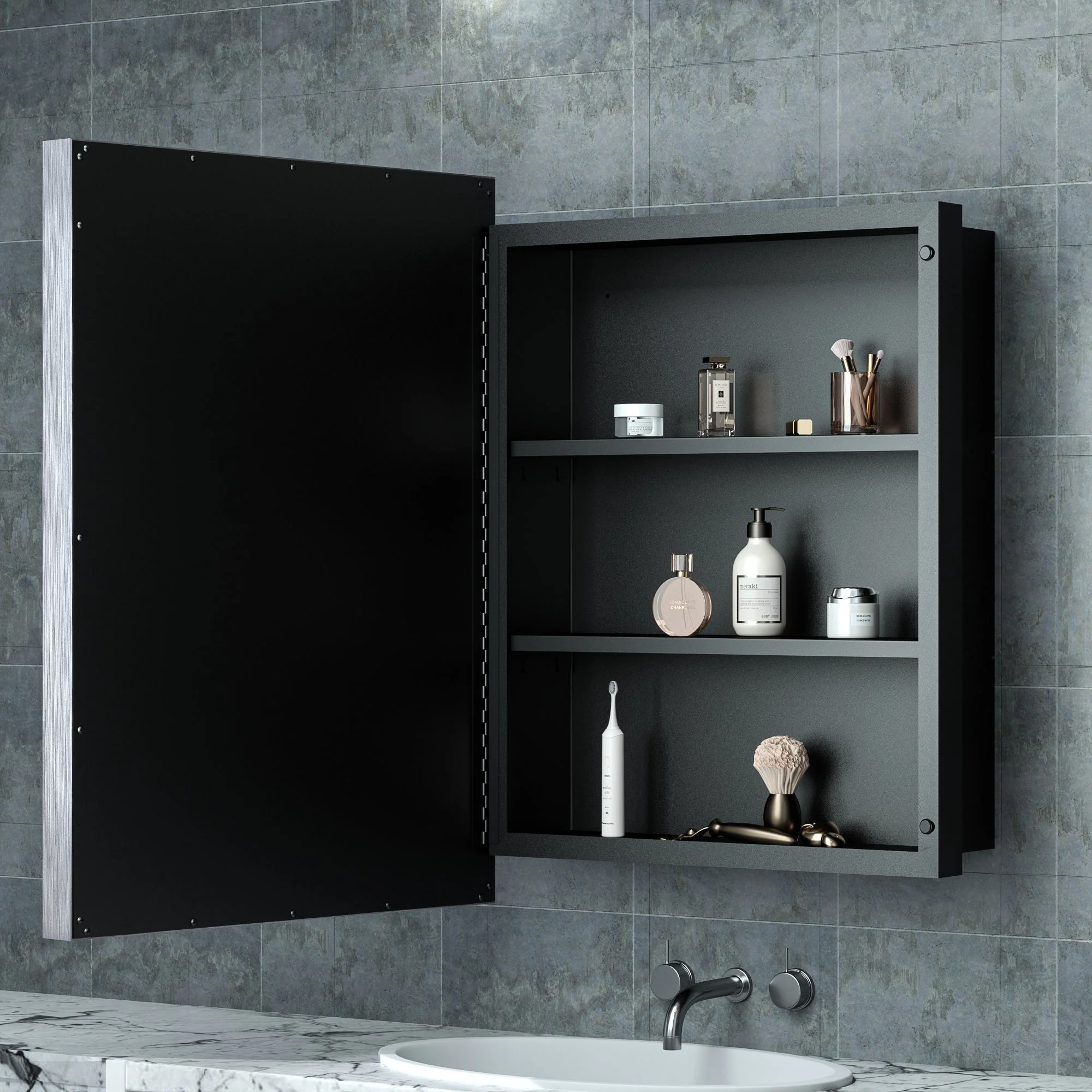 TokeShimi Medicine Cabinets for Bathroom with Mirror, Beveled Framed
