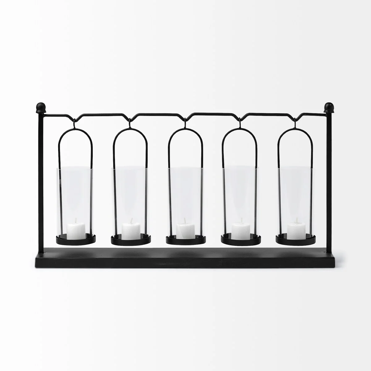 Erlen Black Metal Hanging Votive Five Candle Table Candle Holder - 23.6L x 3.9W x 12.8H