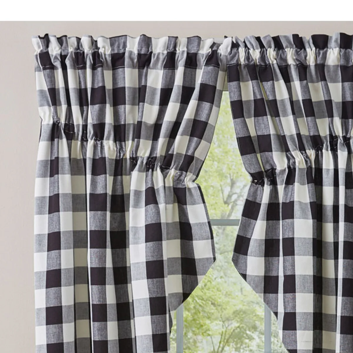 Park Designs Black Buffalo Check Lined Gathered Swag 72x63 - 72