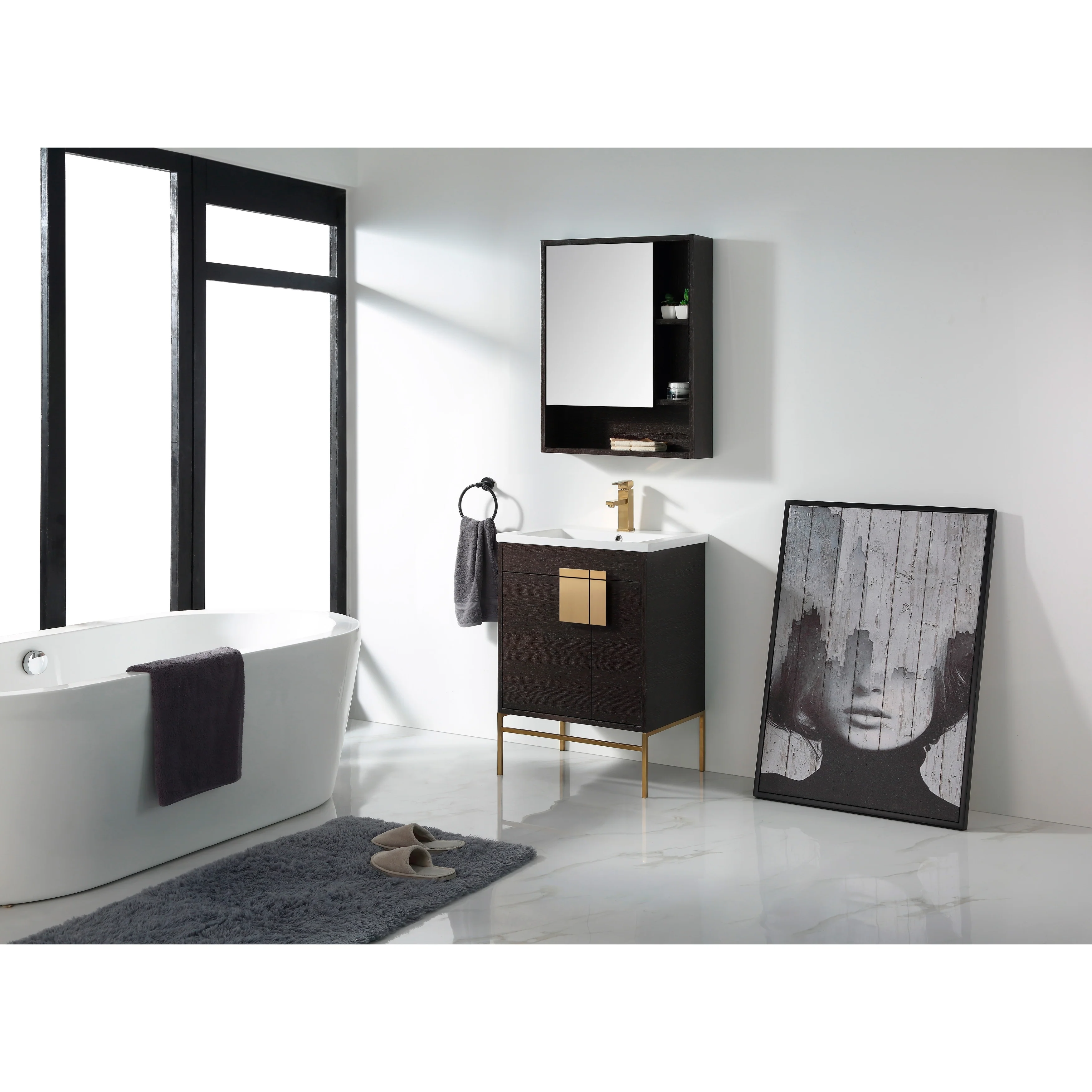 24-inch Modern Bathroom Vanity Set w/ Vitreous China Sink Top