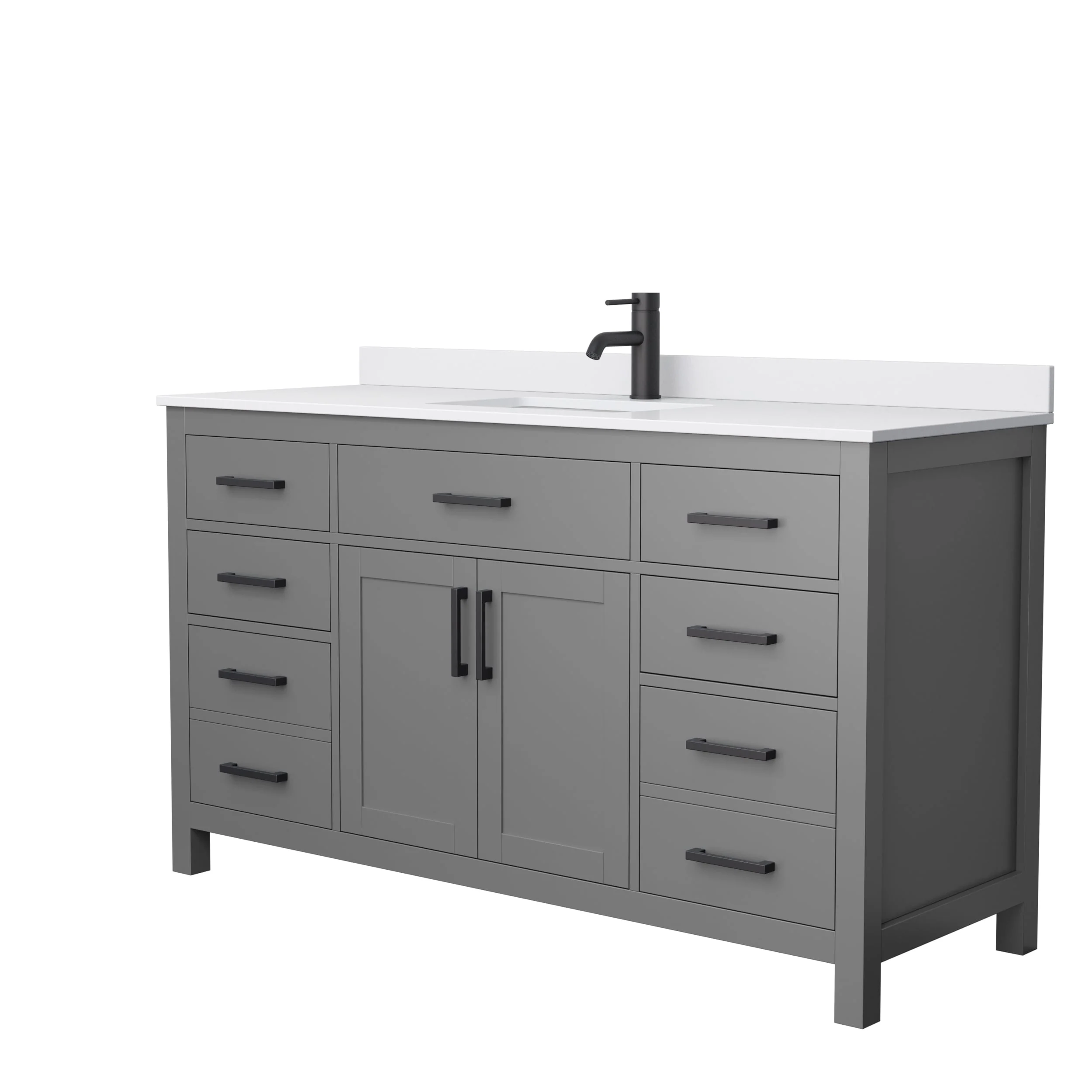 Beckett 60 Inch Single Vanity, Cultured Marble Top